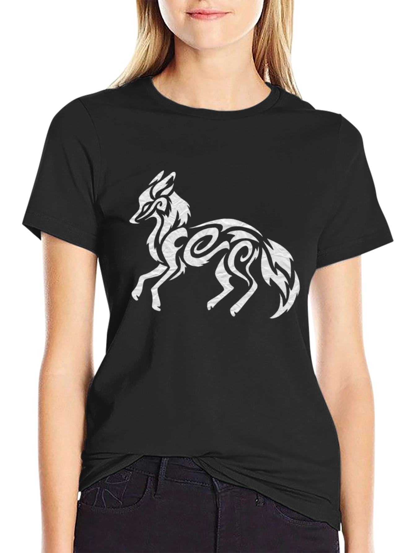 Tribal Fox Graphic Tee - Stylish Animal Print Shirt