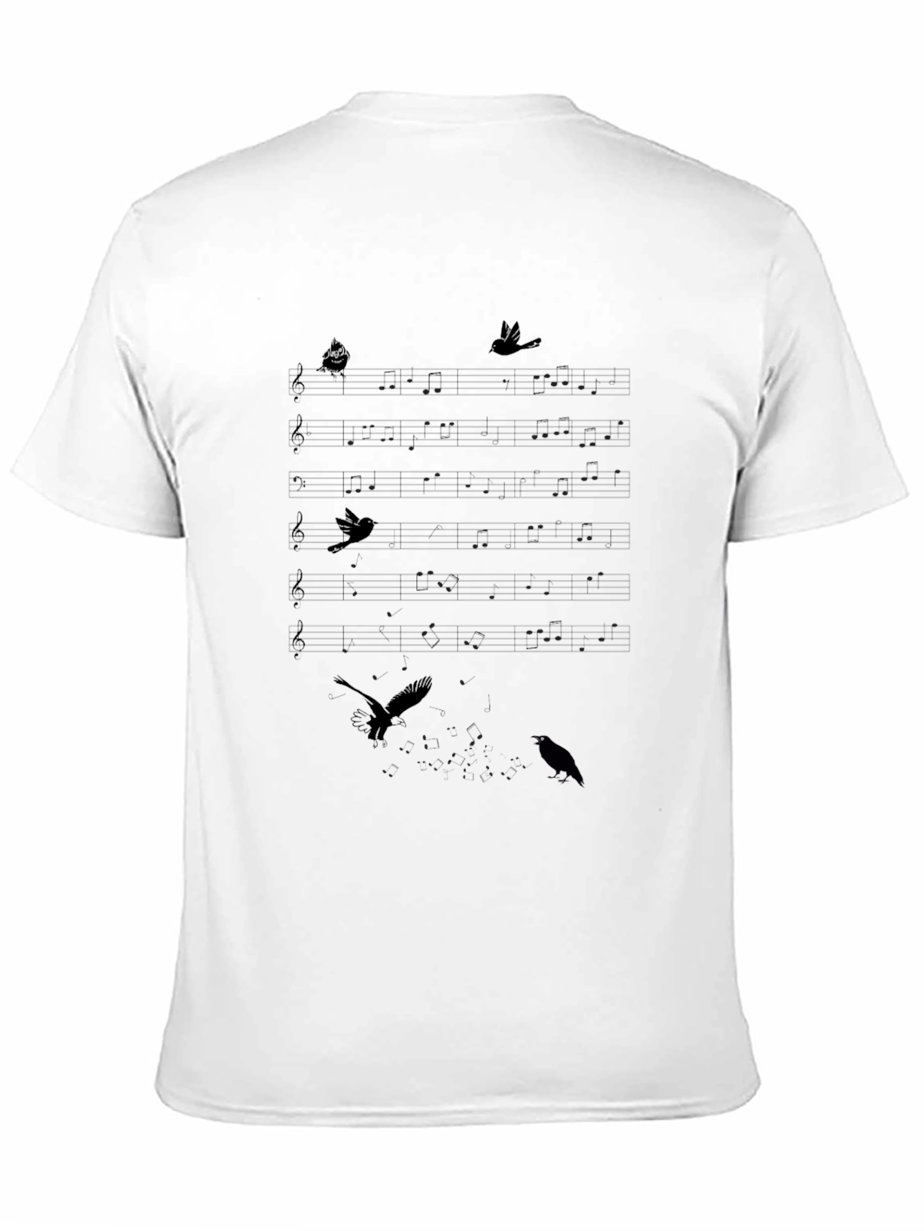 Musical Birds T-Shirt - Mens Black Tee