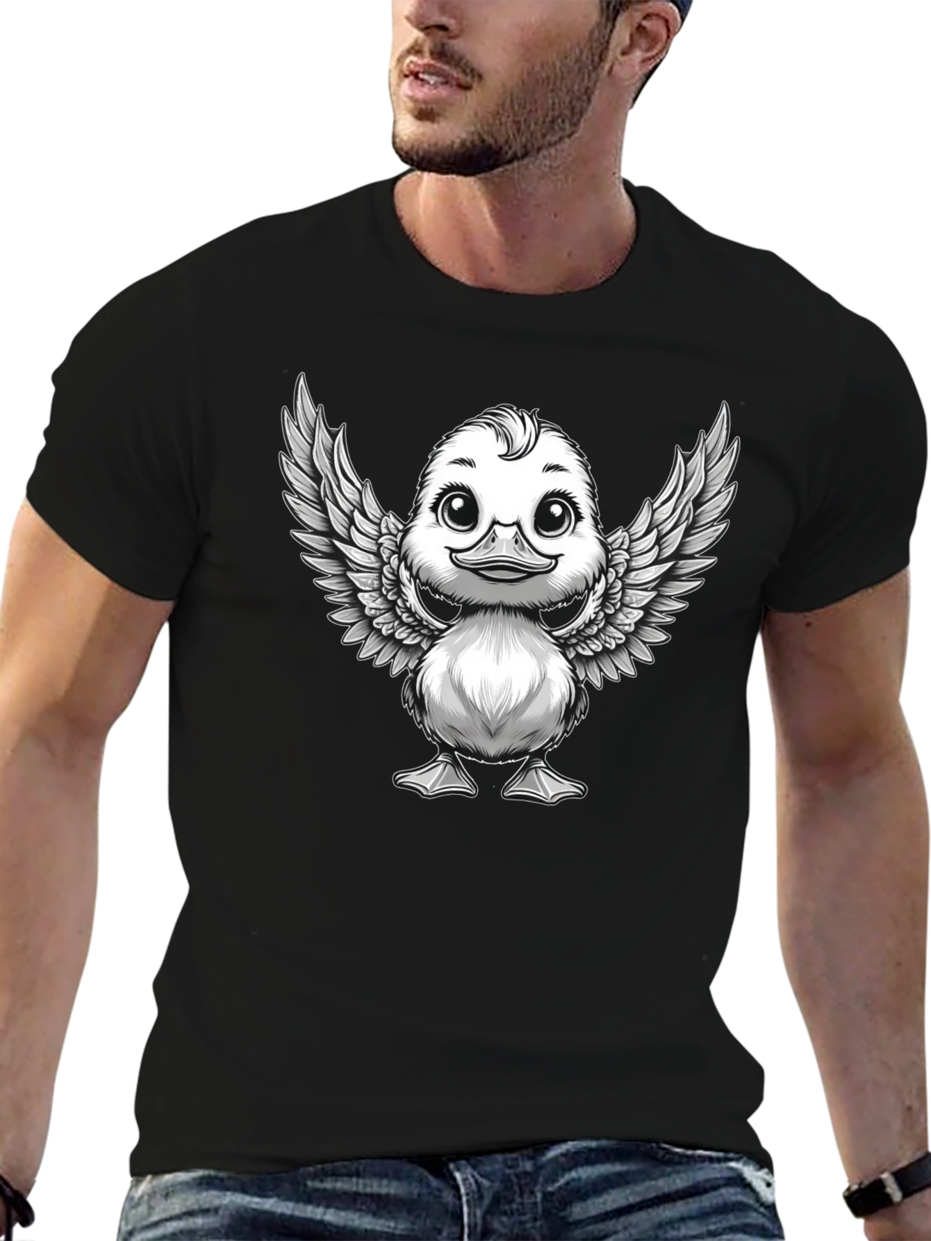 Duck with Wings Graphic Tee - Black