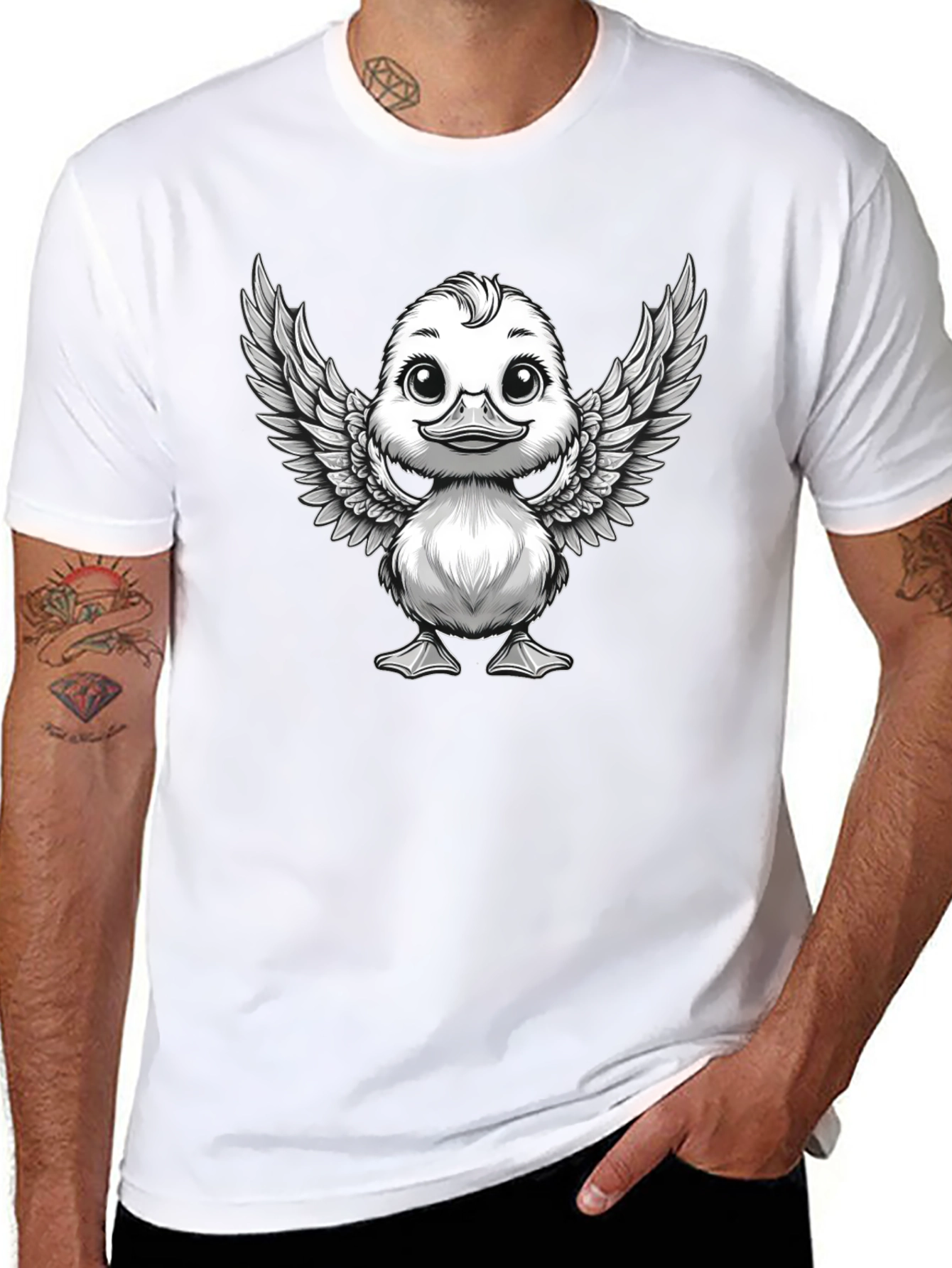 Duck with Wings Graphic Tee - Black