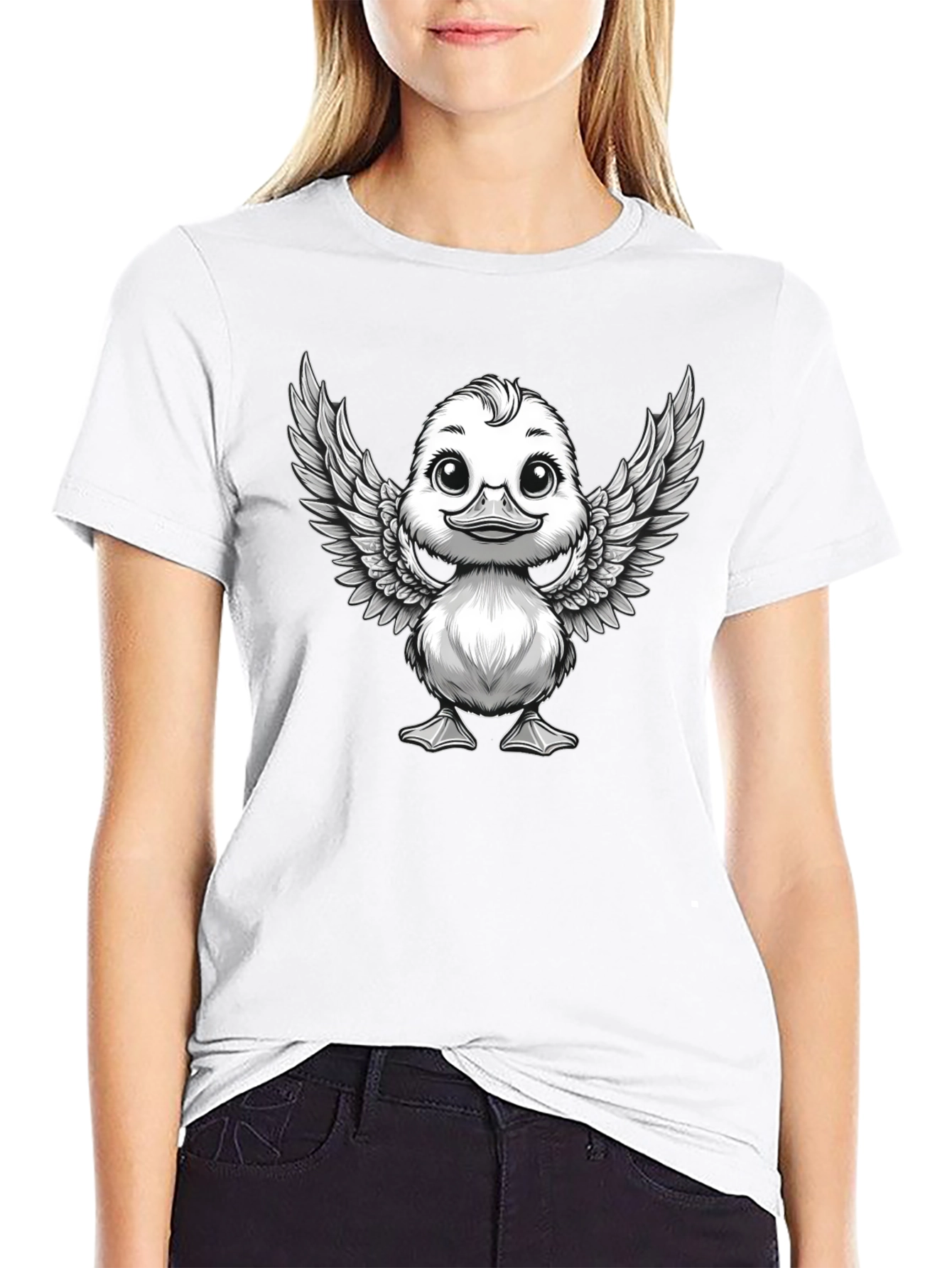 Duck with Wings Graphic Tee - Black