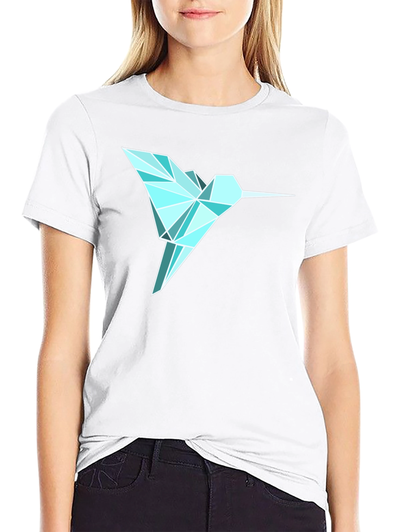 Geometric Hummingbird Graphic Tee - Mens Black T-Shirt