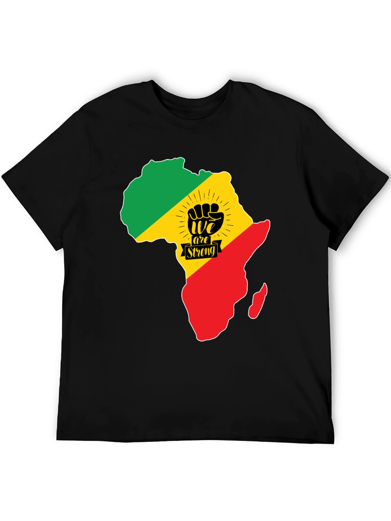 Africa Continent Fist We Are Strong Black T-Shirt