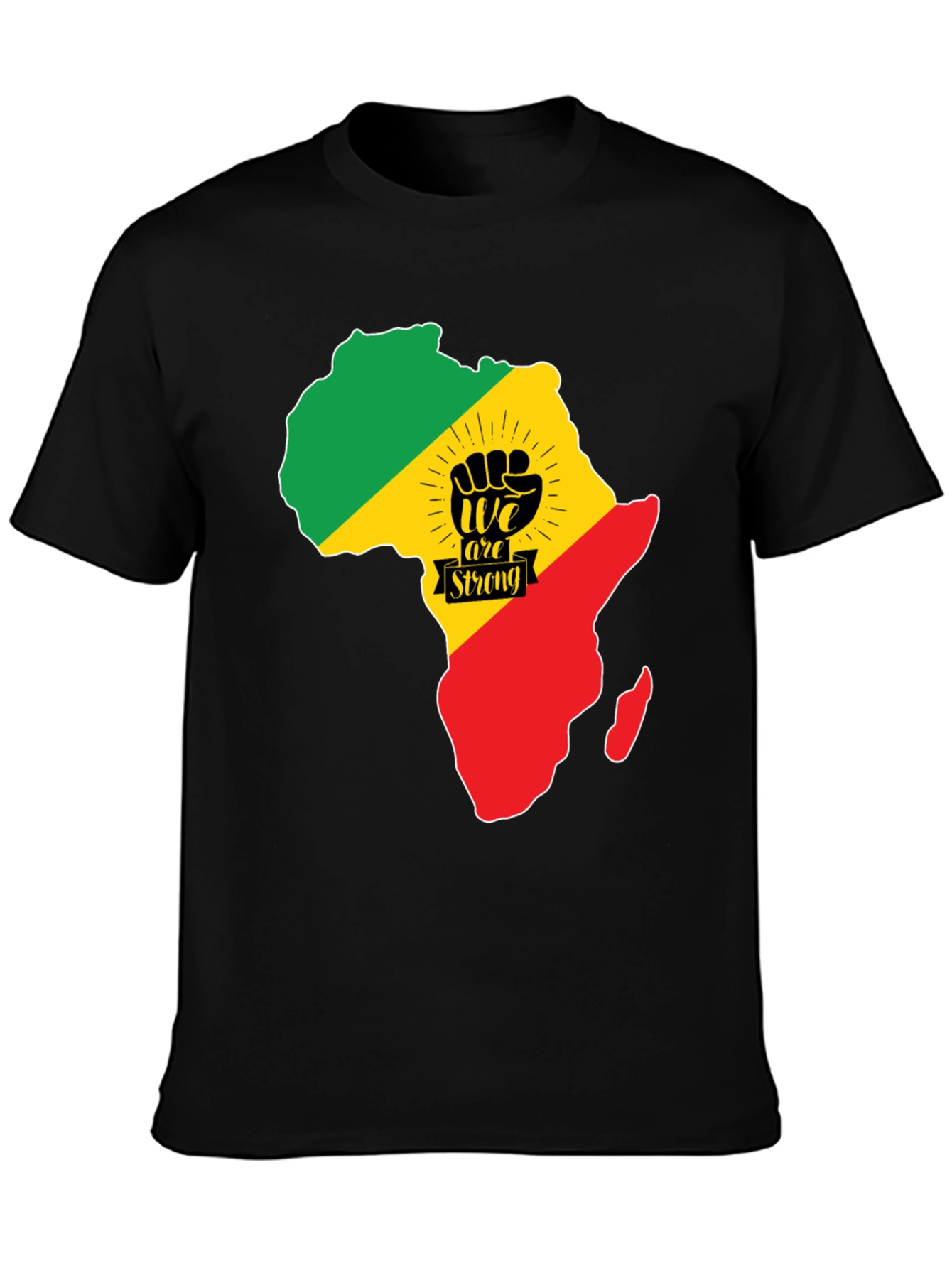 Africa Continent Fist We Are Strong Black T-Shirt