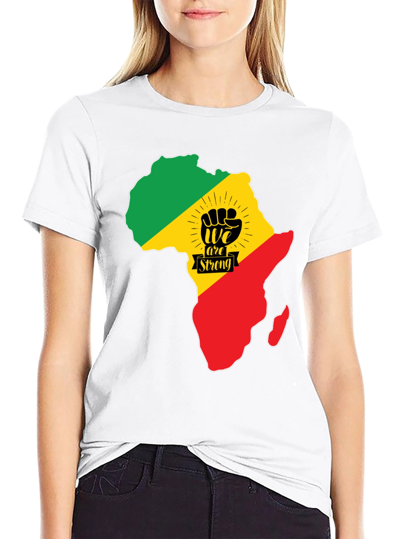 Africa Continent Fist We Are Strong Black T-Shirt
