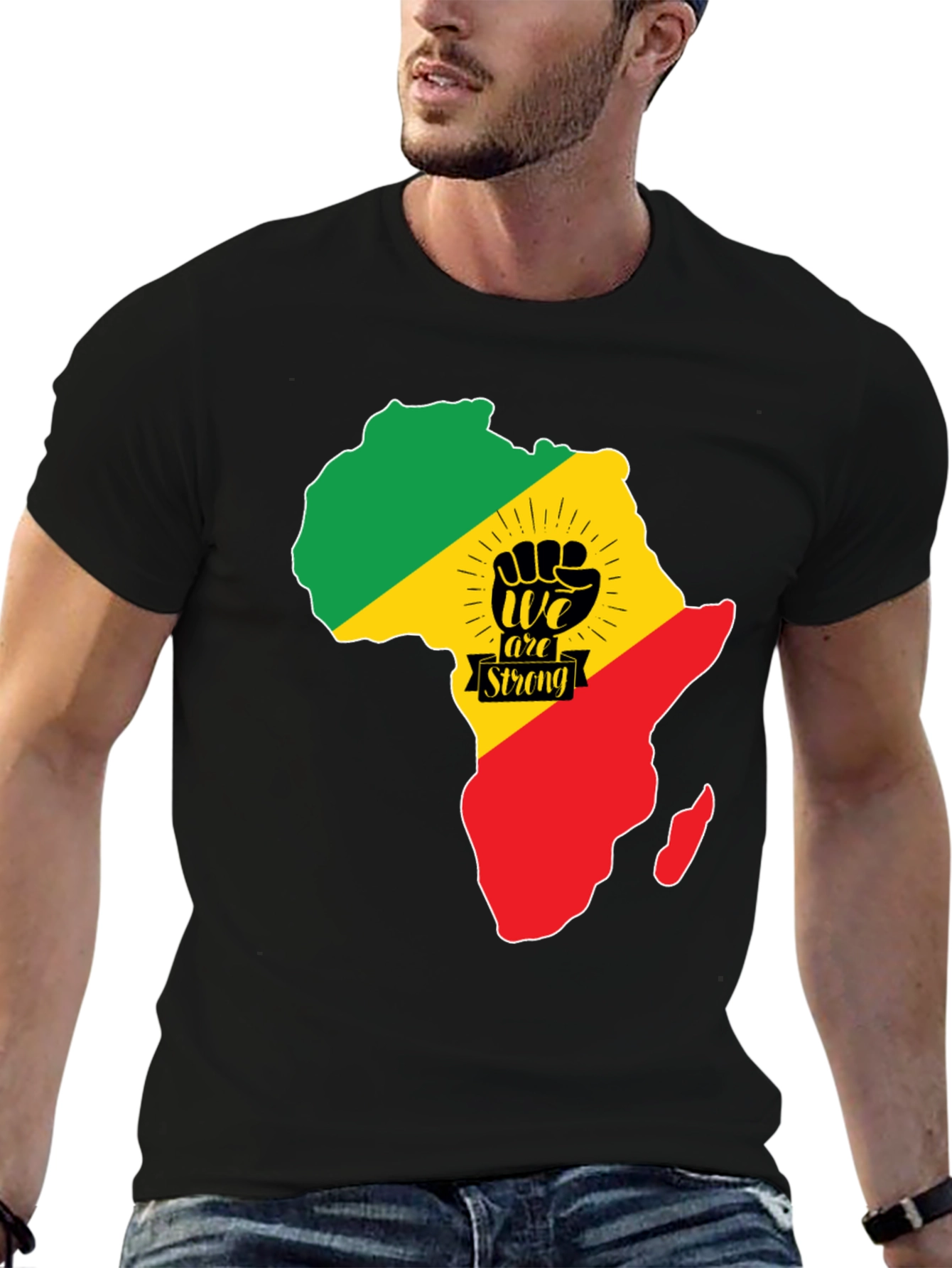 Africa Continent Fist We Are Strong Black T-Shirt