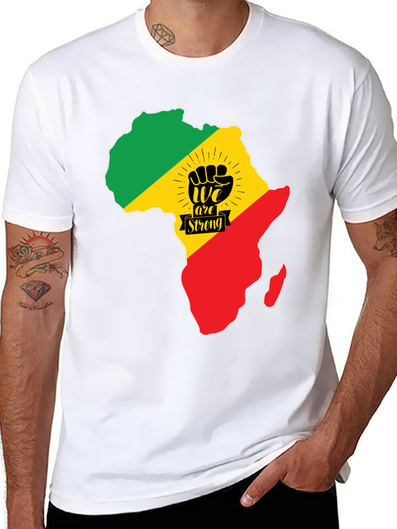 Africa Continent Fist We Are Strong Black T-Shirt
