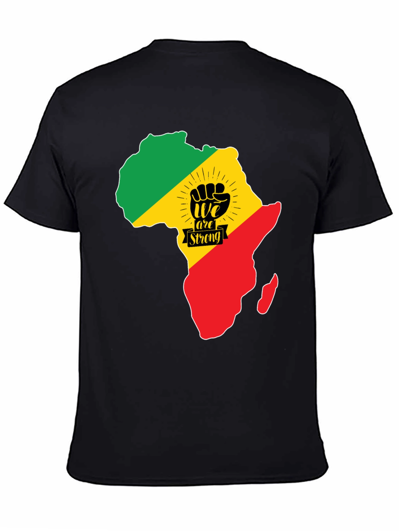 Africa Continent Fist We Are Strong Black T-Shirt
