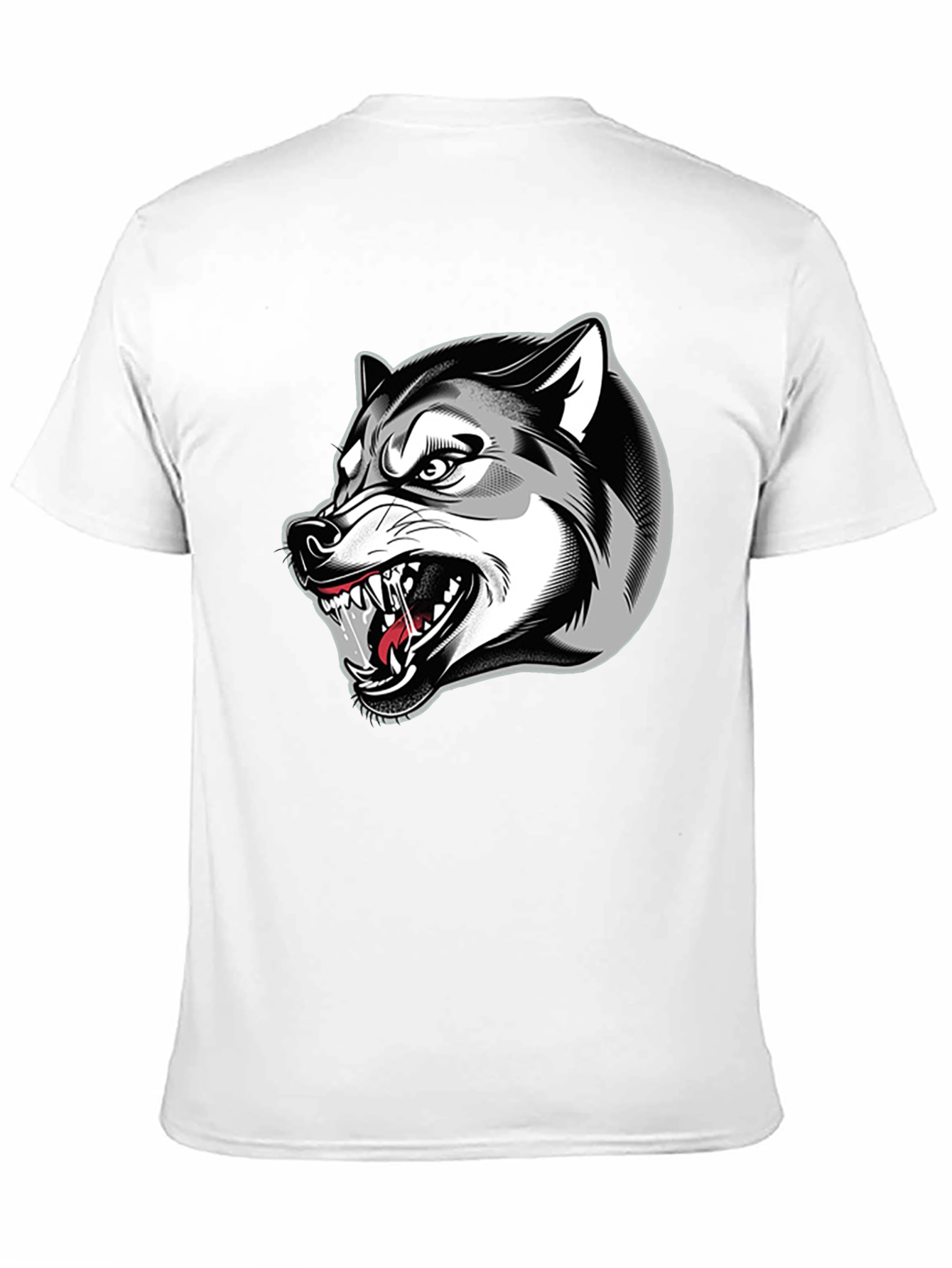 Mens Black Graphic T-Shirt - Fierce Wolf Design