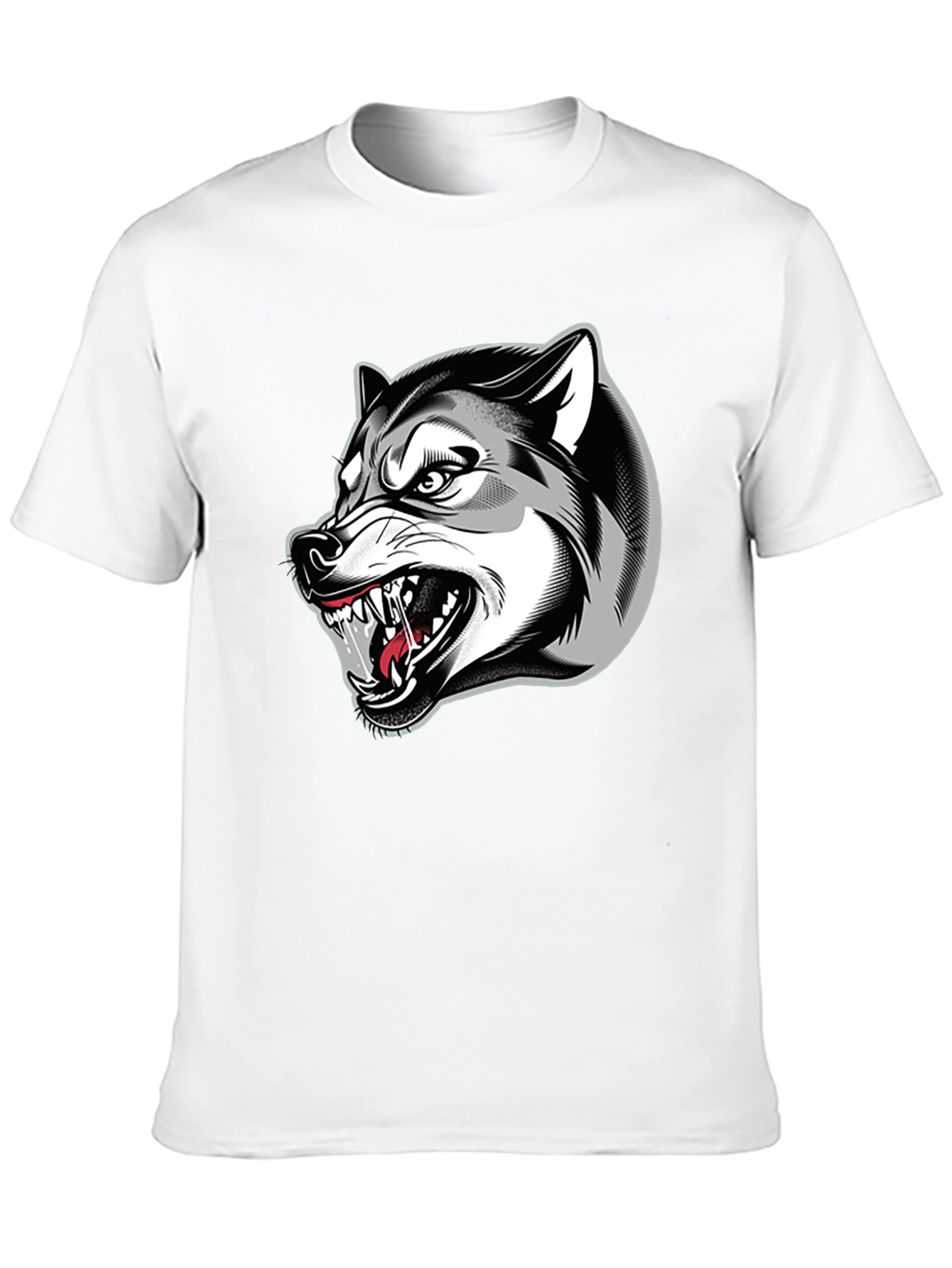 Mens Black Graphic T-Shirt - Fierce Wolf Design