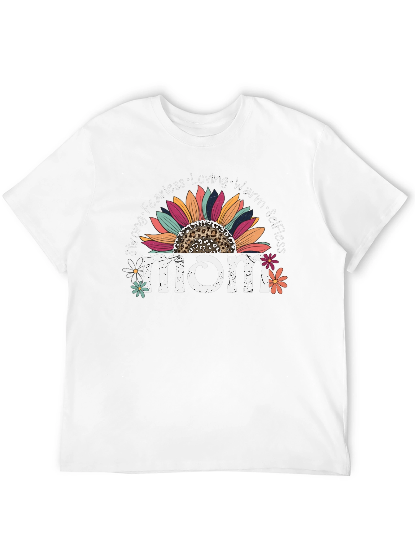 Mom Sunflower Graphic Tee - Strong Fearless Loving Warm