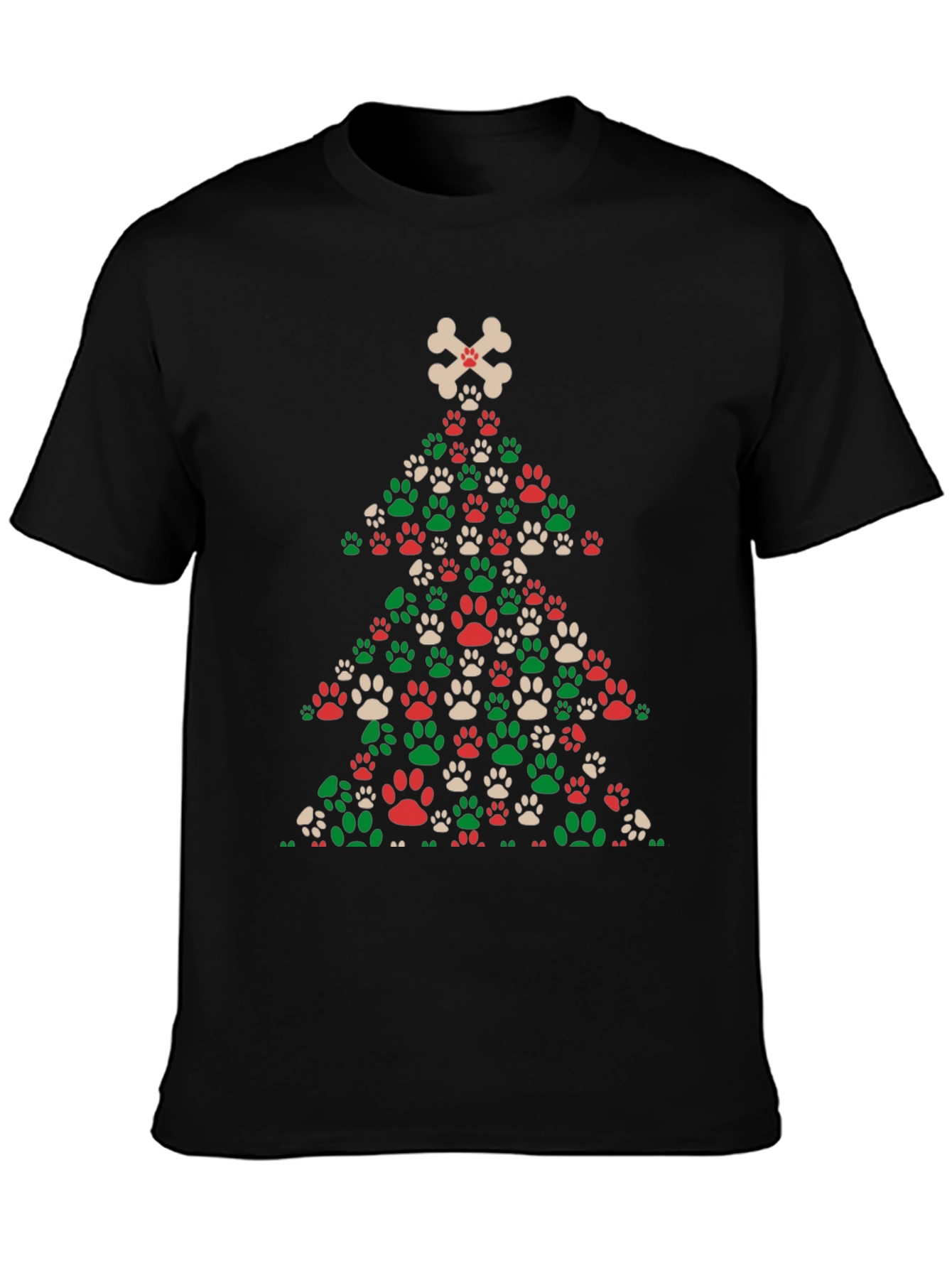 Dog Paw Christmas Tree T-Shirt - Holiday Apparel