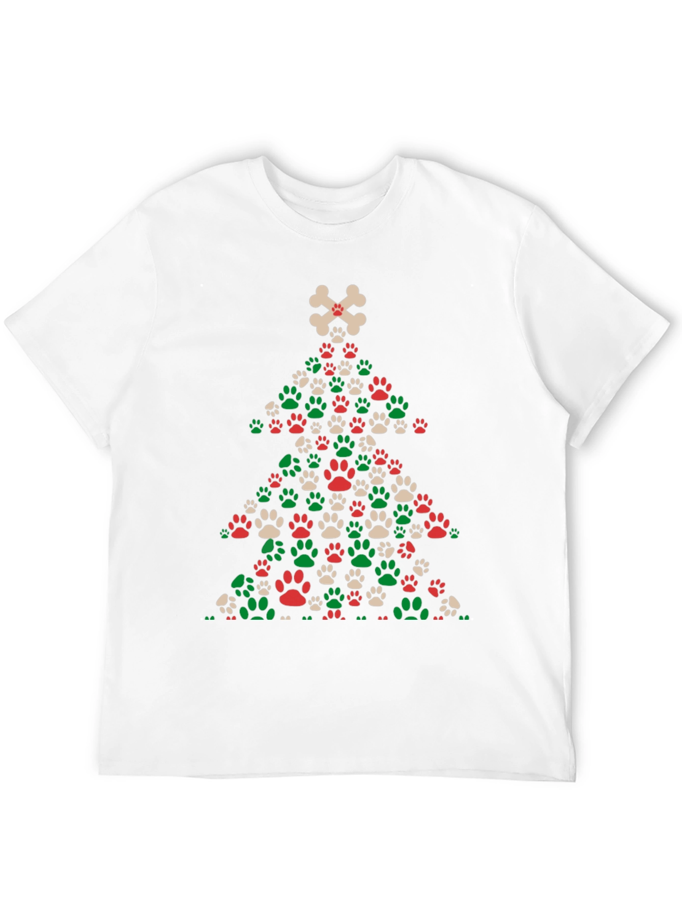 Dog Paw Christmas Tree T-Shirt - Holiday Apparel