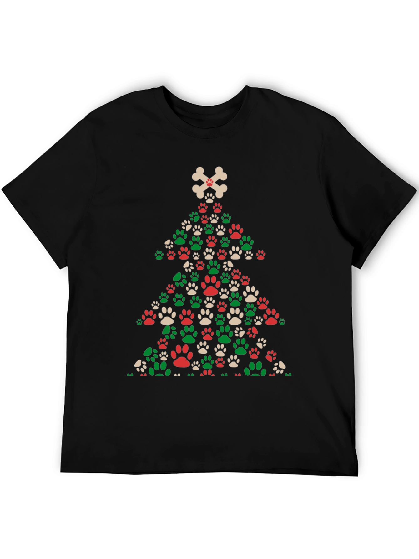 Dog Paw Christmas Tree T-Shirt - Holiday Apparel