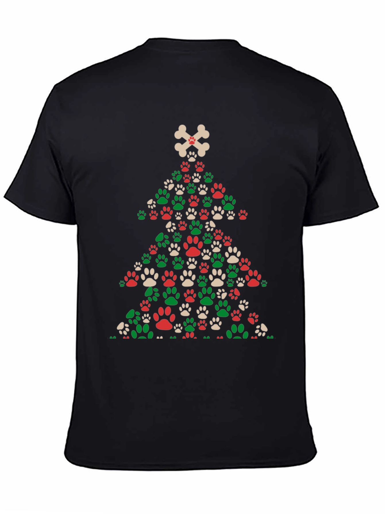 Dog Paw Christmas Tree T-Shirt - Holiday Apparel