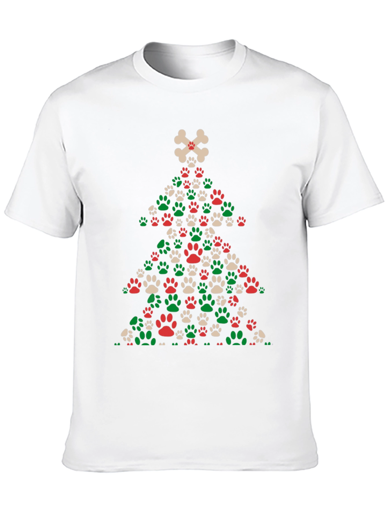 Dog Paw Christmas Tree T-Shirt - Holiday Apparel
