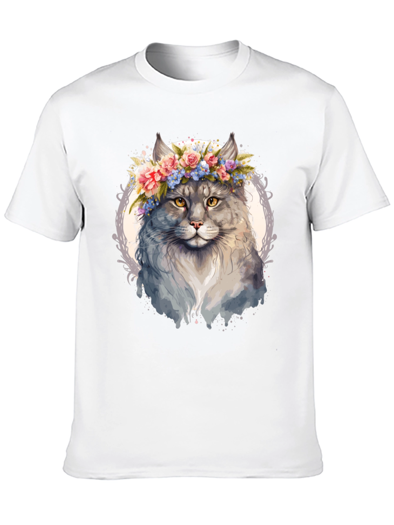 Cat Floral Crown T-Shirt - Unique Graphic Tee