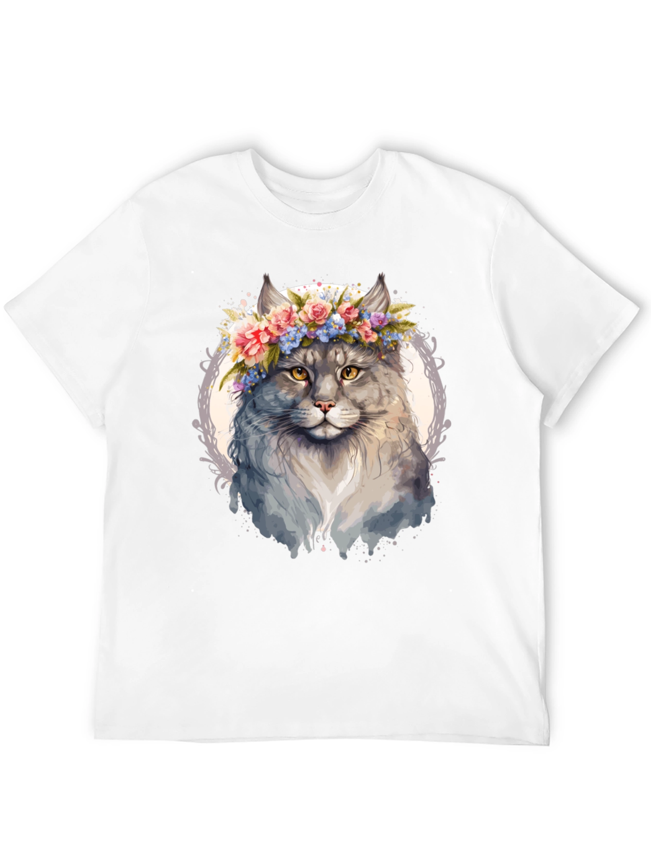 Cat Floral Crown T-Shirt - Unique Graphic Tee