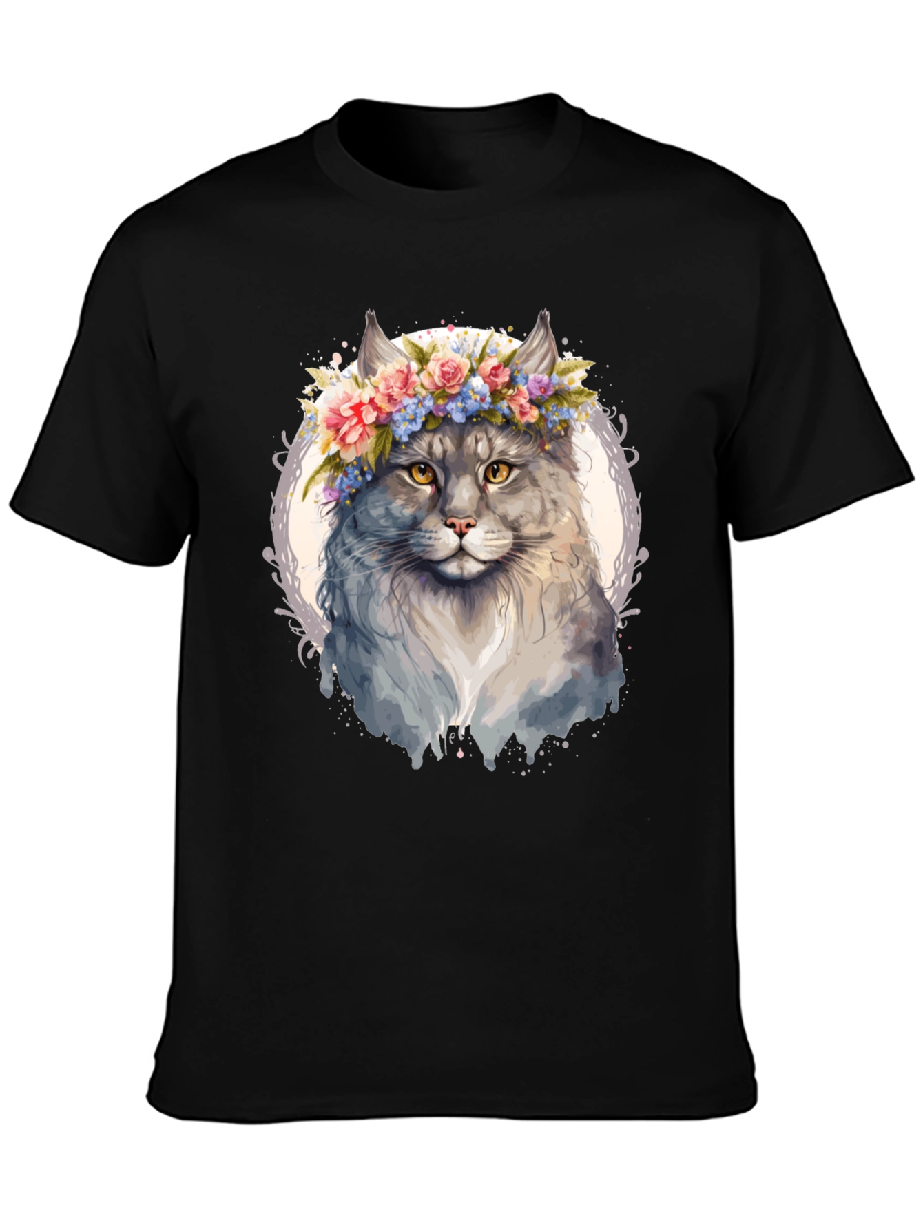 Cat Floral Crown T-Shirt - Unique Graphic Tee