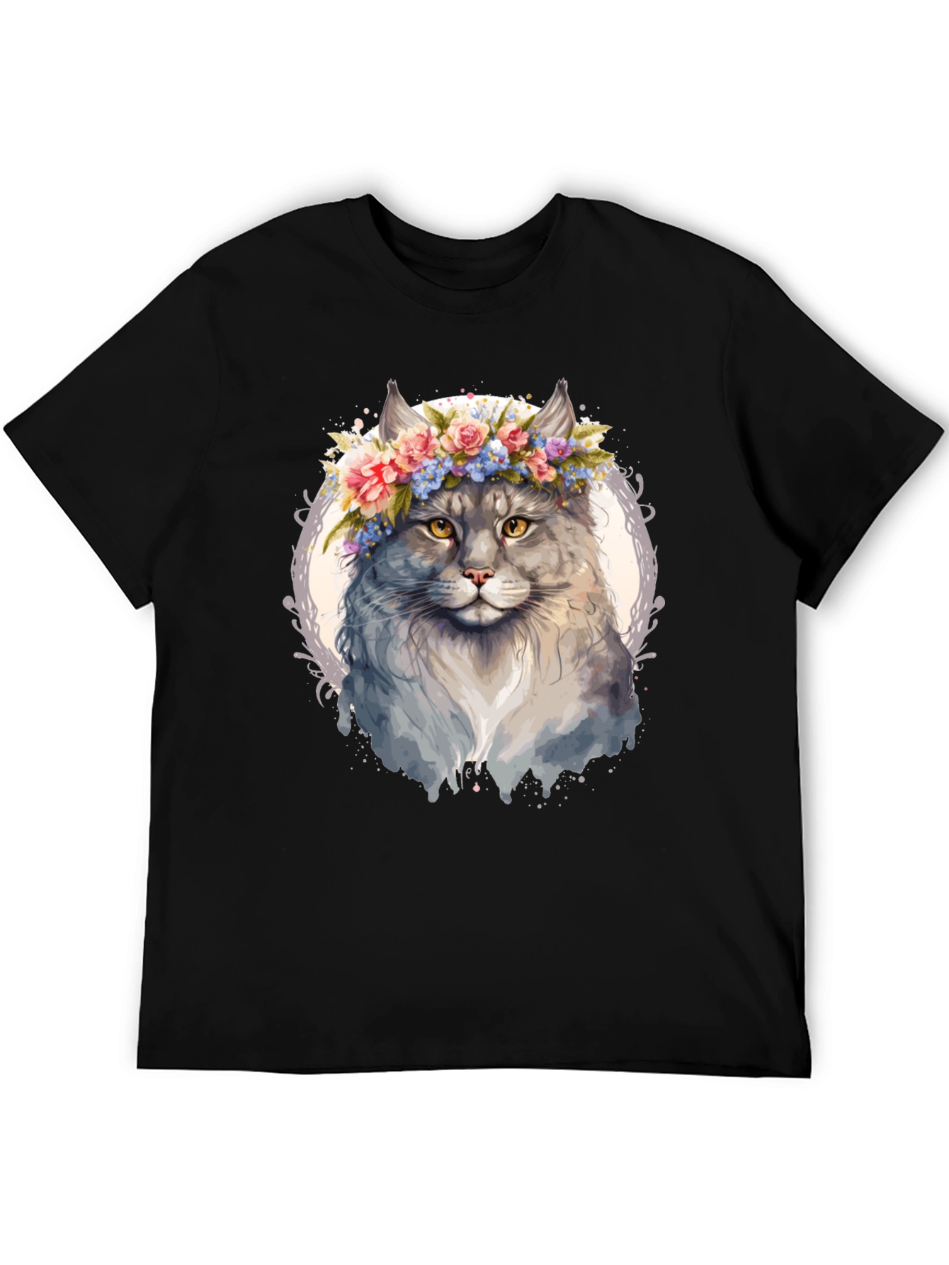 Cat Floral Crown T-Shirt - Unique Graphic Tee