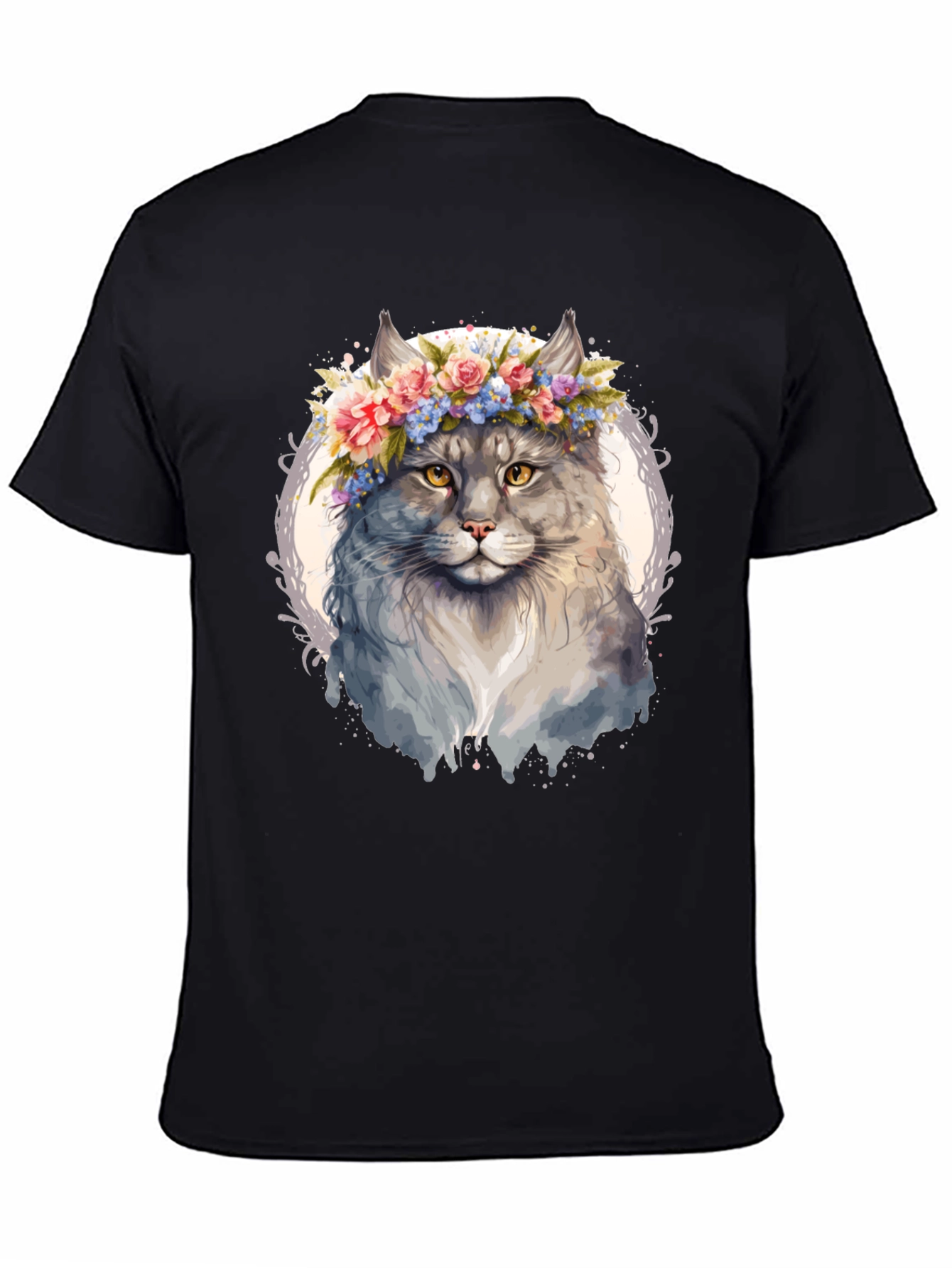 Cat Floral Crown T-Shirt - Unique Graphic Tee
