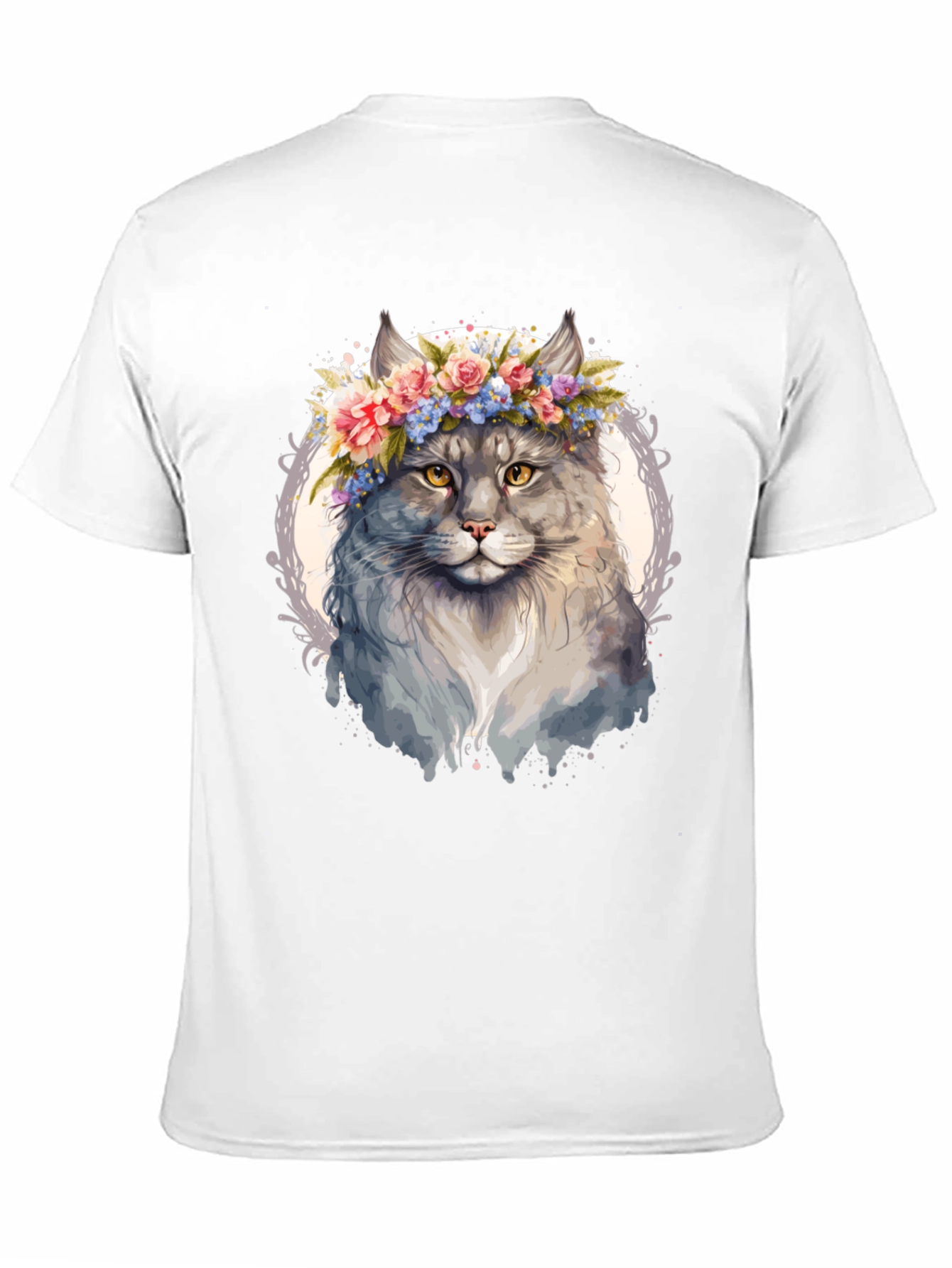 Cat Floral Crown T-Shirt - Unique Graphic Tee