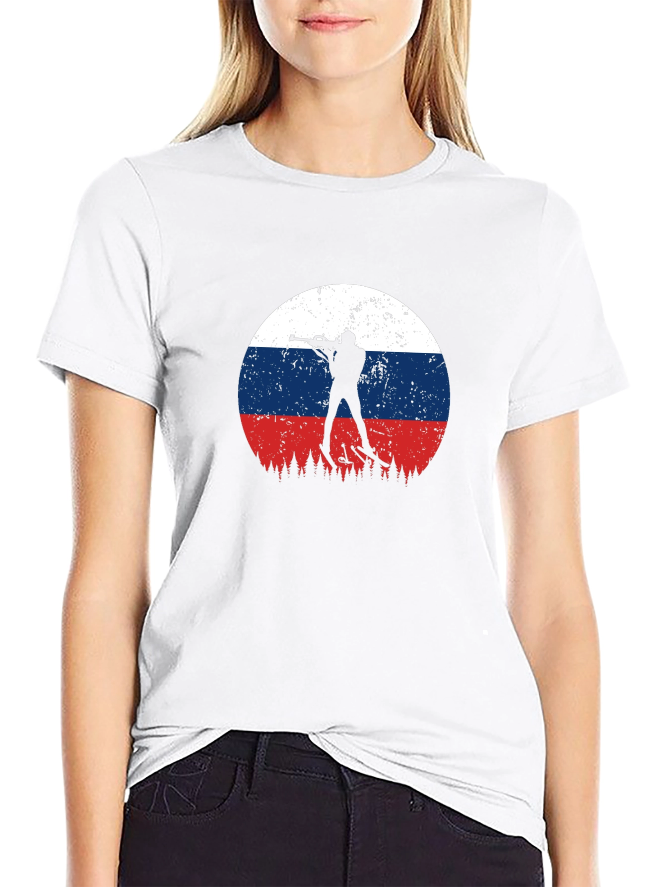 Biathlon Russia Flag Graphic T-Shirt