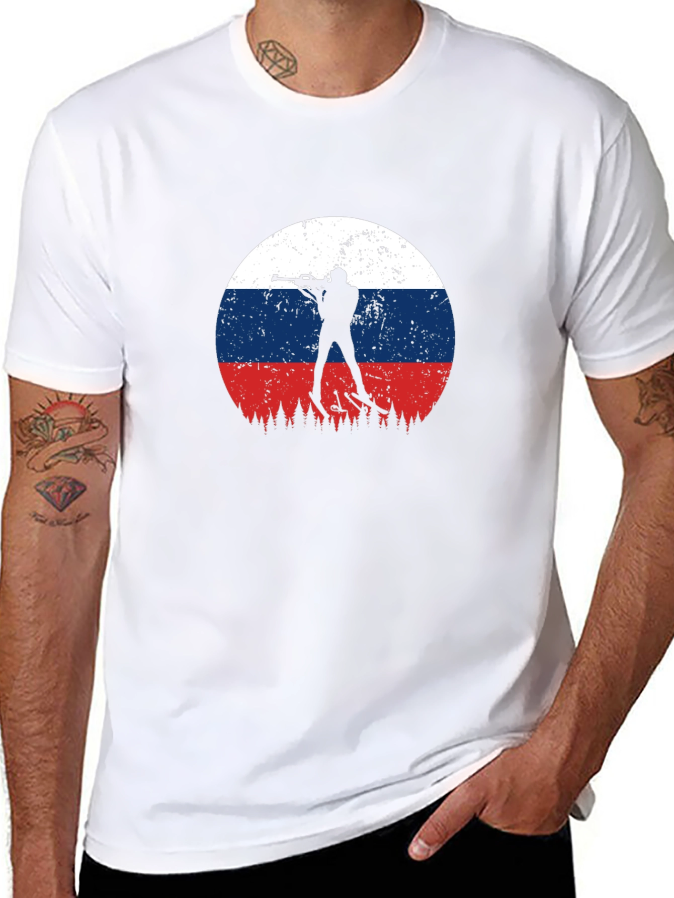 Biathlon Russia Flag Graphic T-Shirt