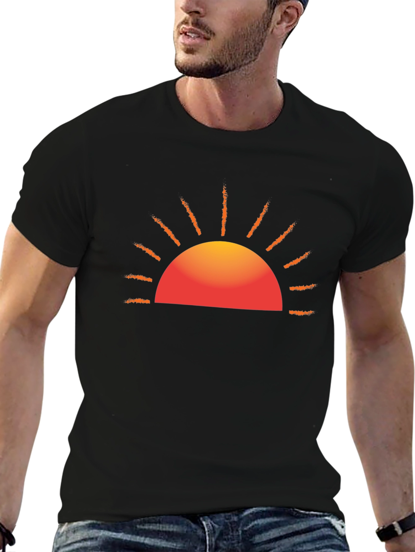 Sunset Graphic Black Tee - Stylish Everyday Wear