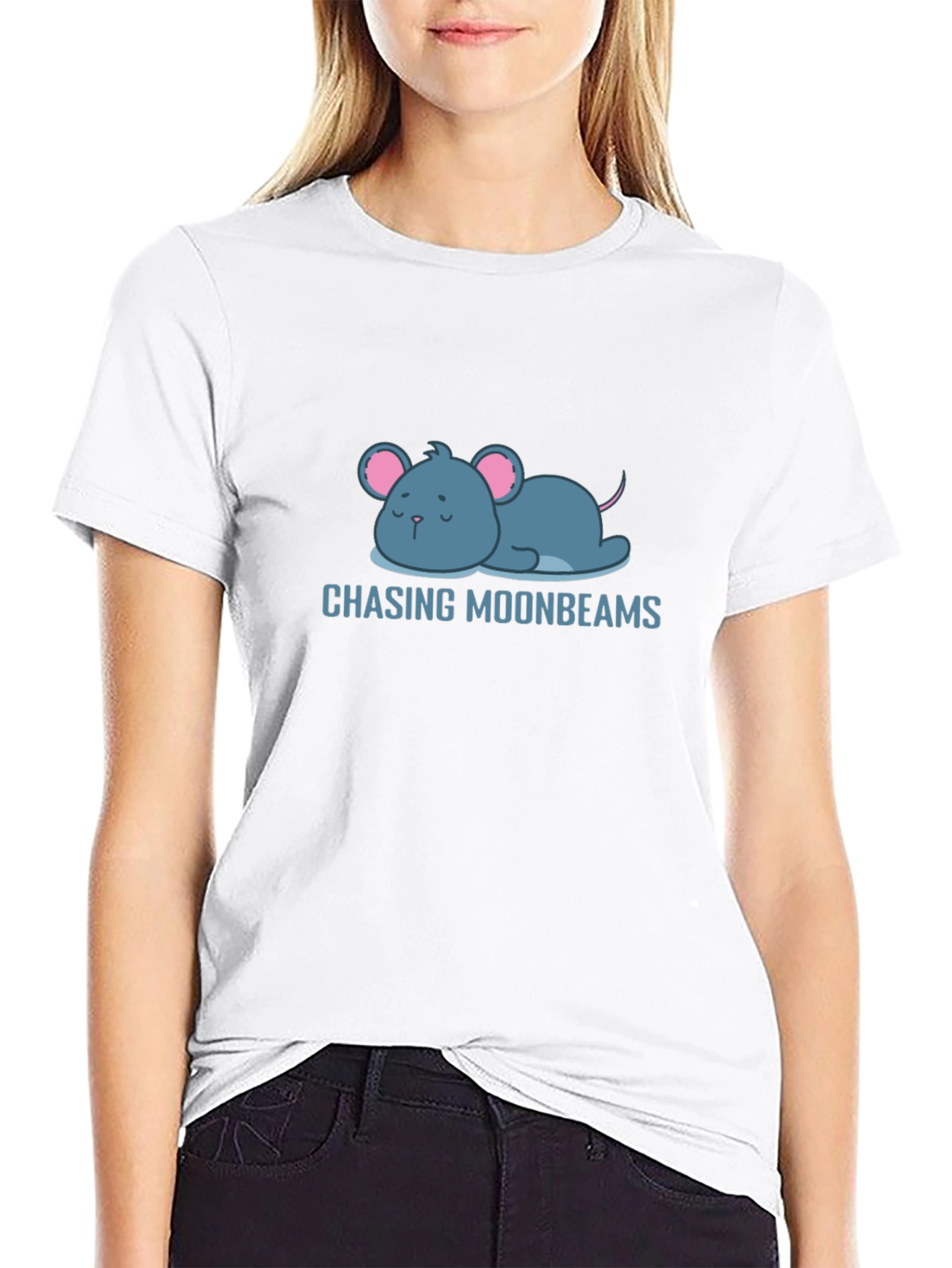 Chasing Moonbeams T-Shirt - Cute Mouse Design