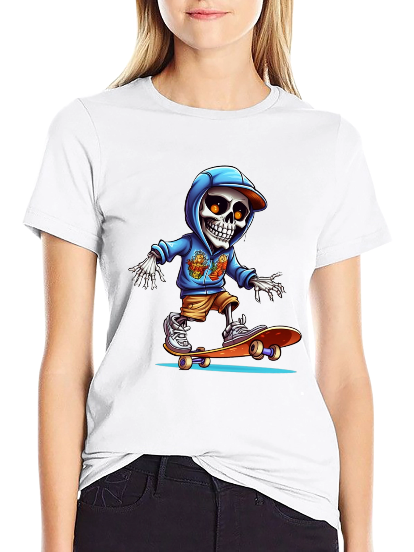 Skateboarding Skeleton Graphic Tee - Cool & Edgy Design