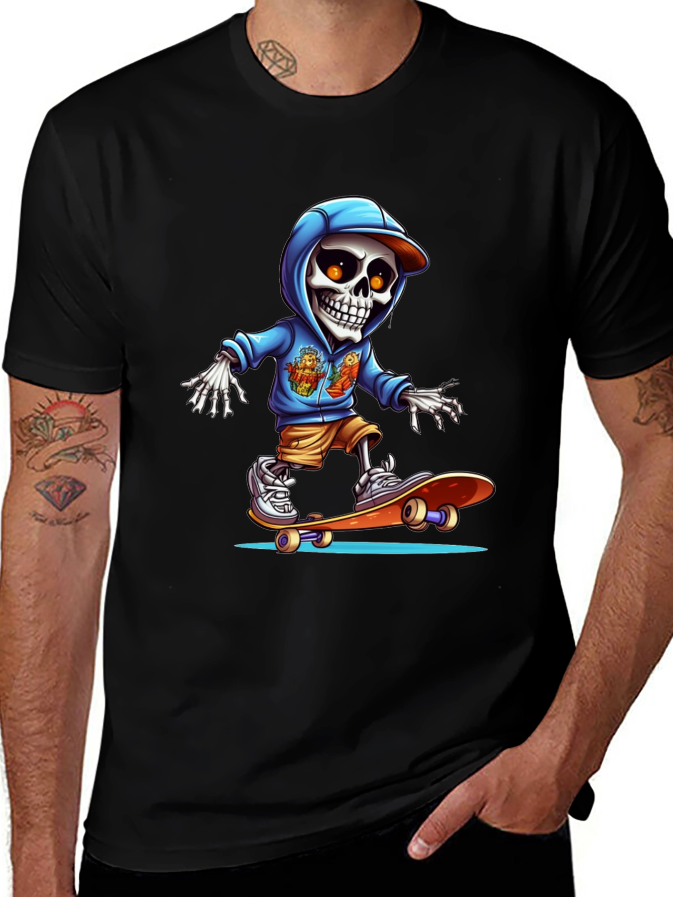 Skateboarding Skeleton Graphic Tee - Cool & Edgy Design