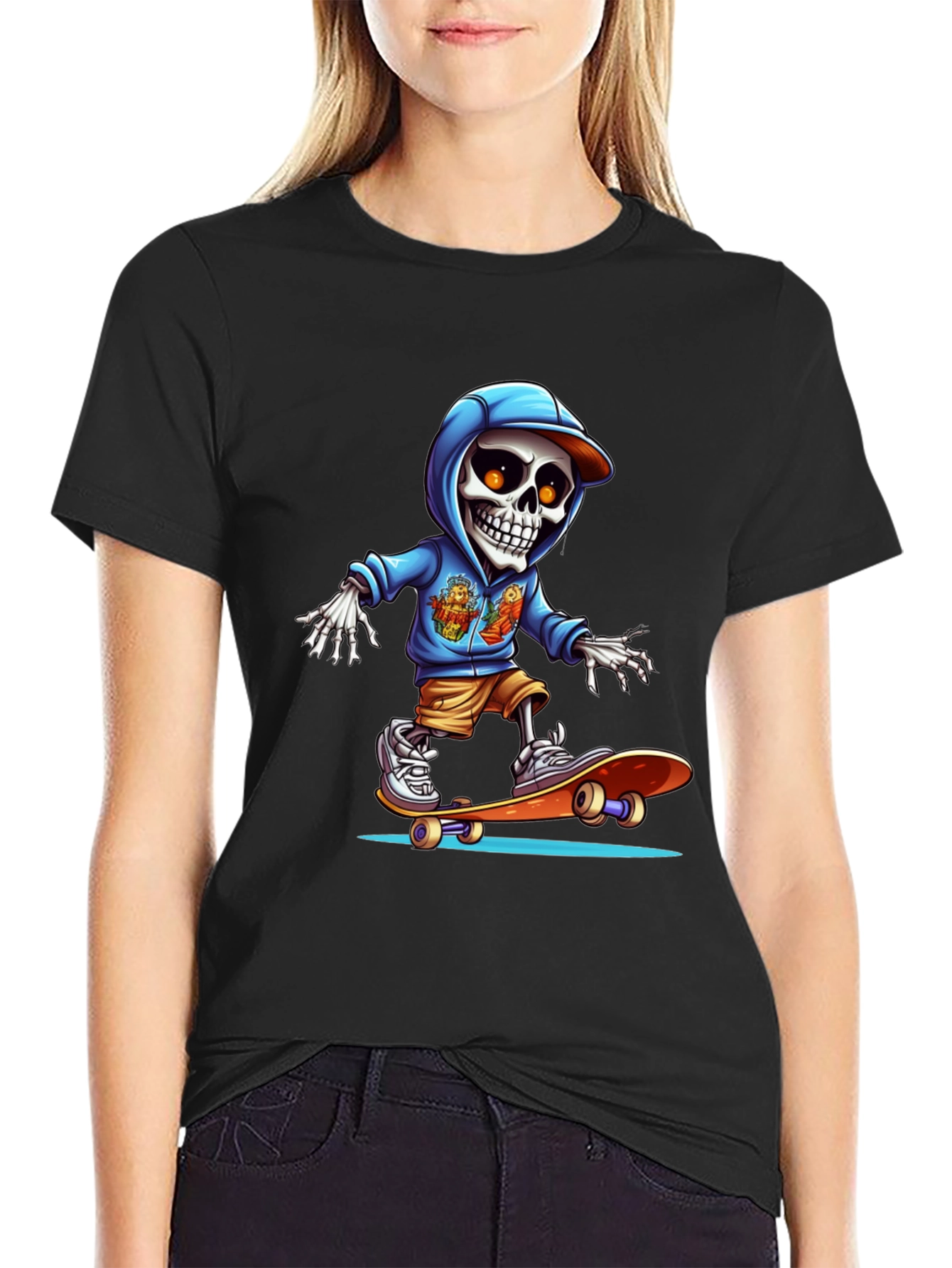 Skateboarding Skeleton Graphic Tee - Cool & Edgy Design