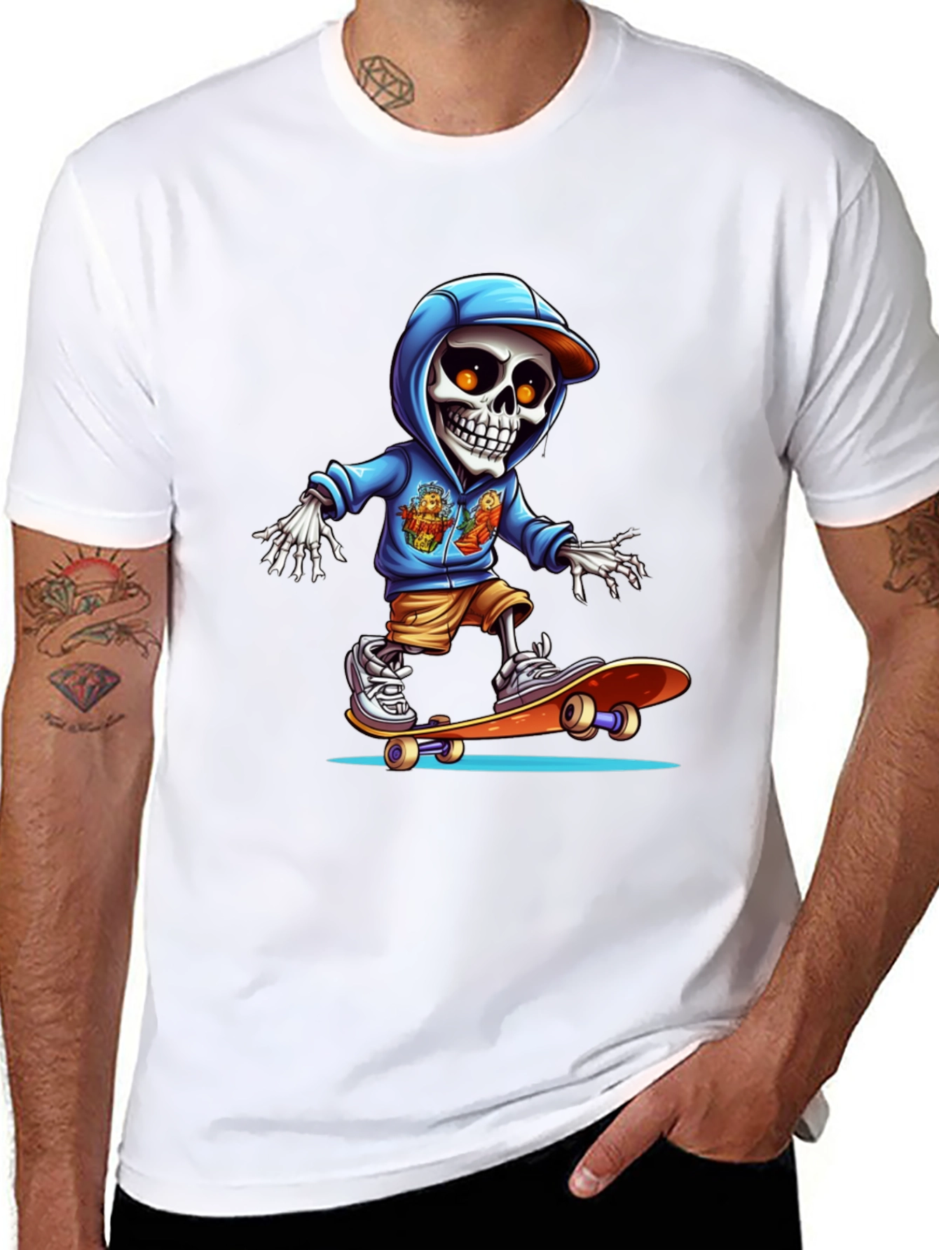 Skateboarding Skeleton Graphic Tee - Cool & Edgy Design