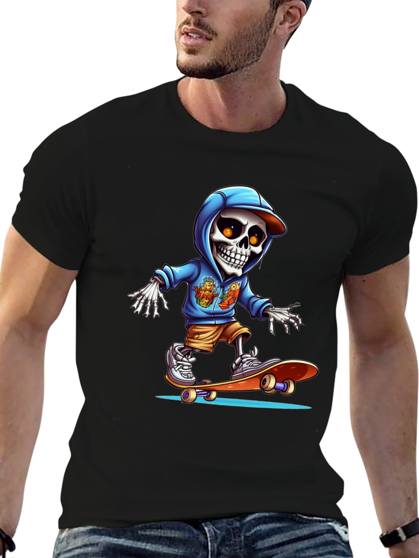 Skateboarding Skeleton Graphic Tee - Cool & Edgy Design