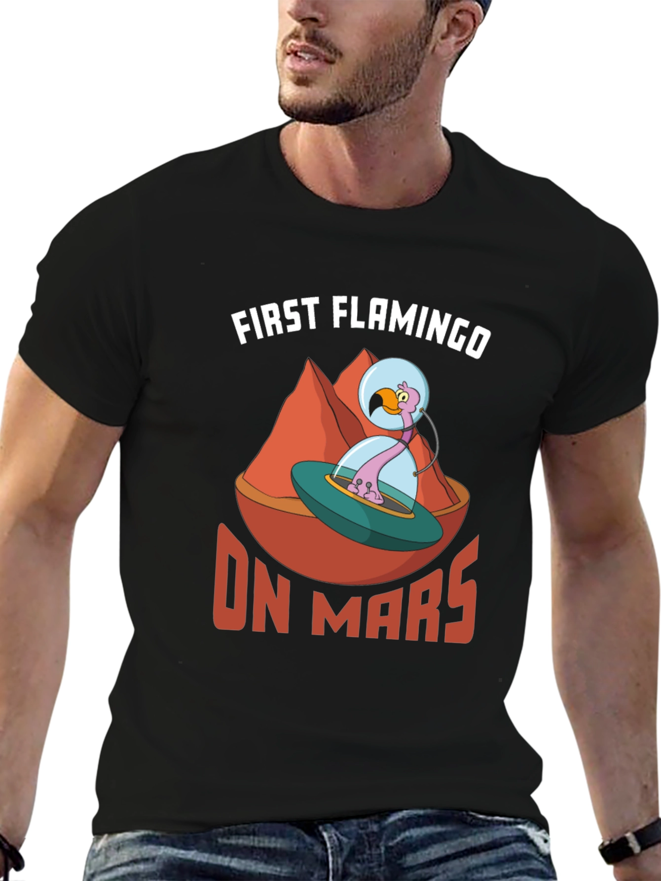 First Flamingo On Mars Graphic T-Shirt