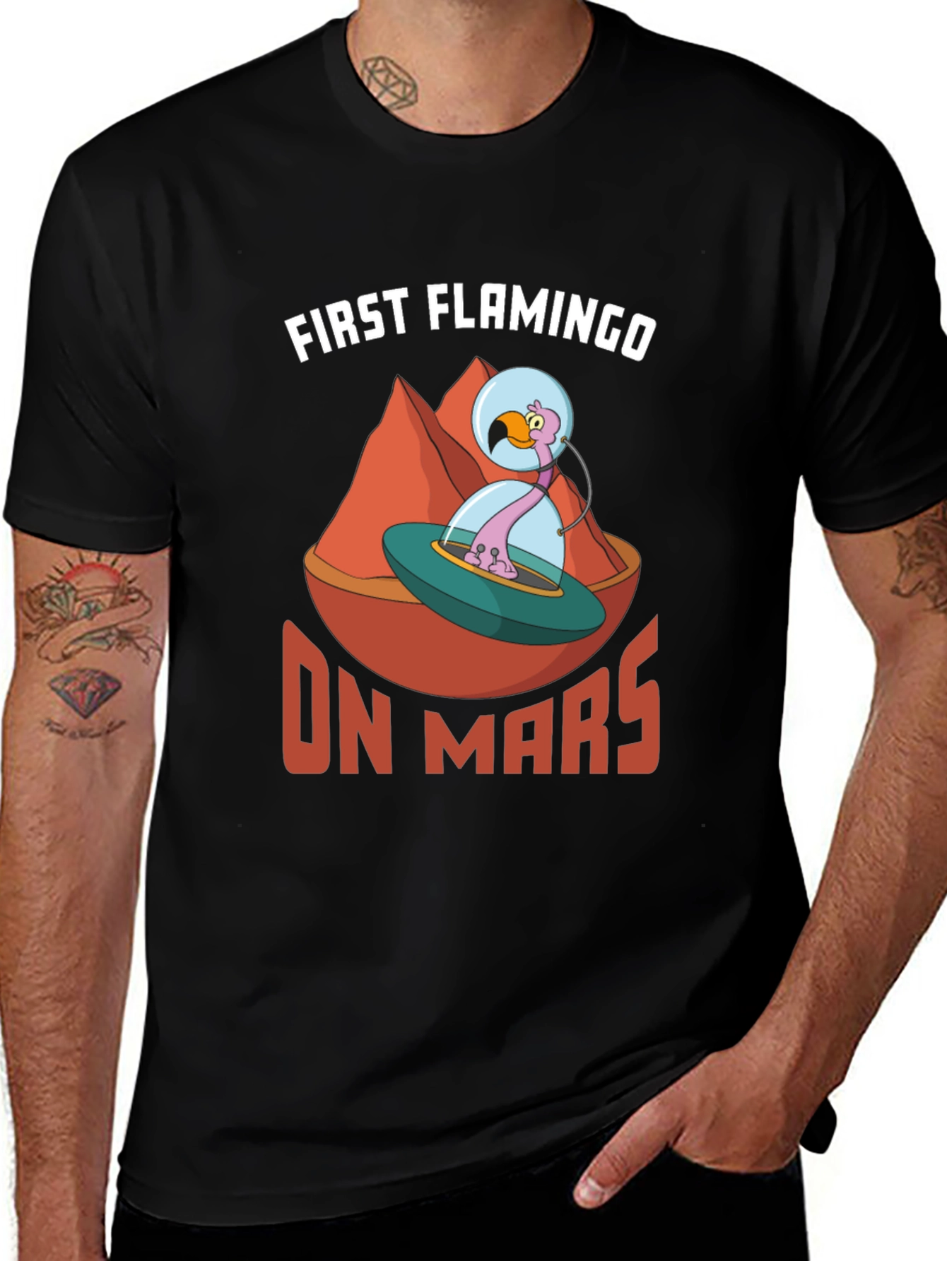 First Flamingo On Mars Graphic T-Shirt