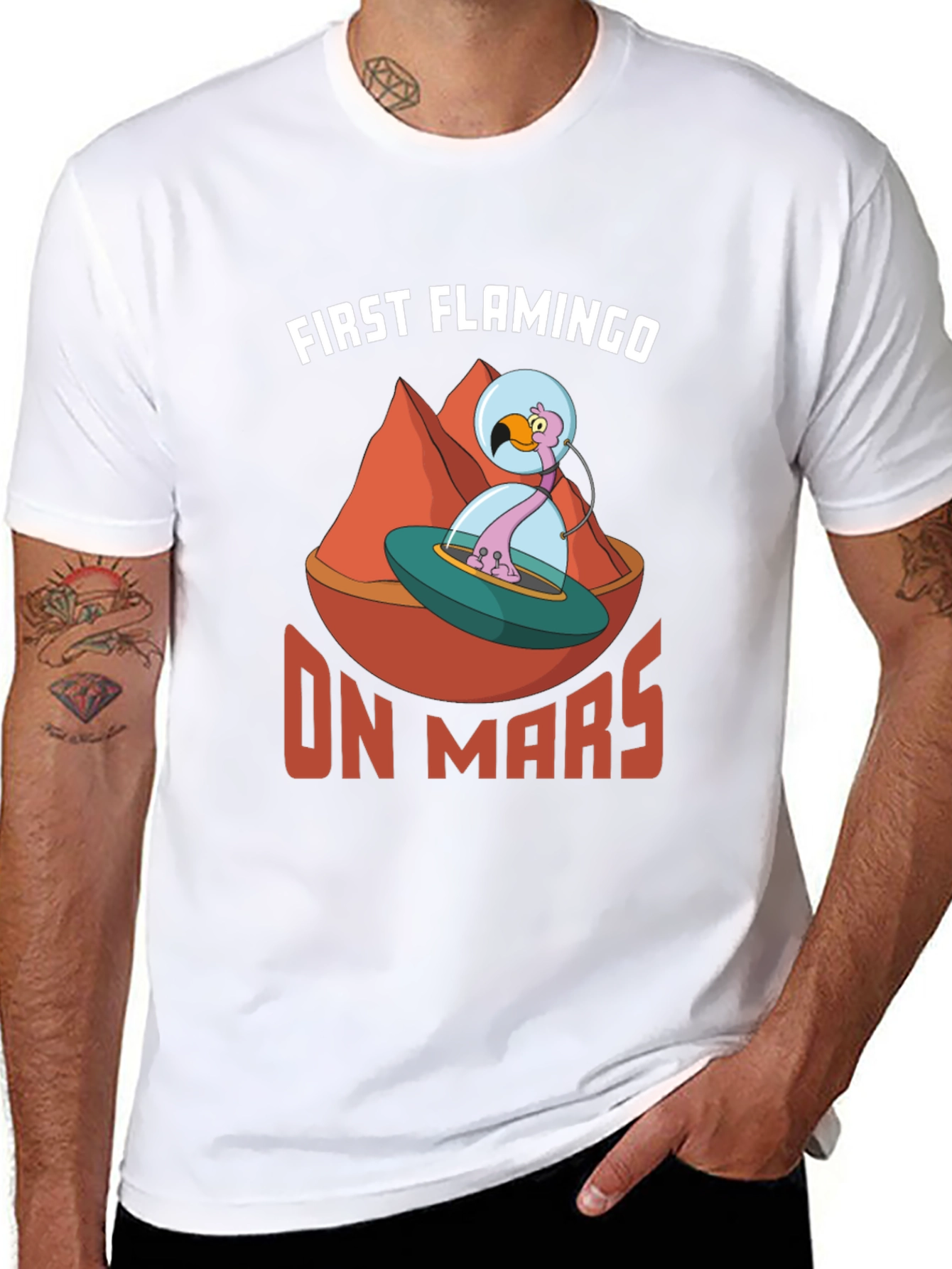 First Flamingo On Mars Graphic T-Shirt
