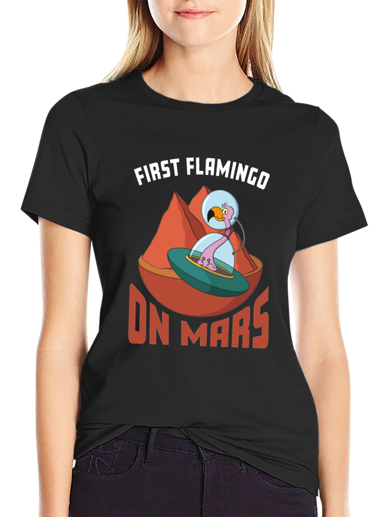 First Flamingo On Mars Graphic T-Shirt