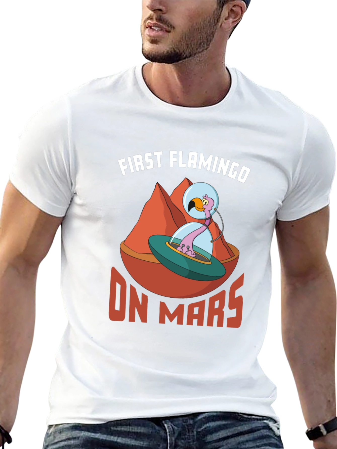 First Flamingo On Mars Graphic T-Shirt