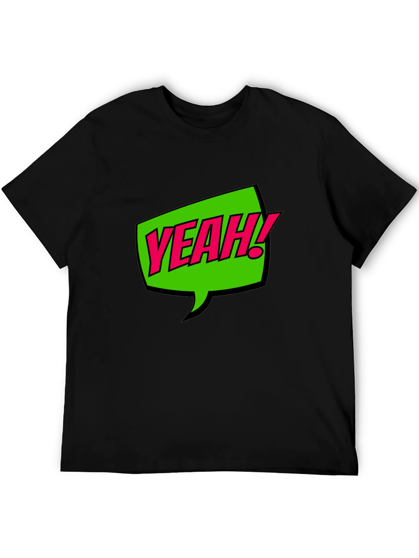 YEAH! Graphic Print Crew Neck T-Shirt - Black