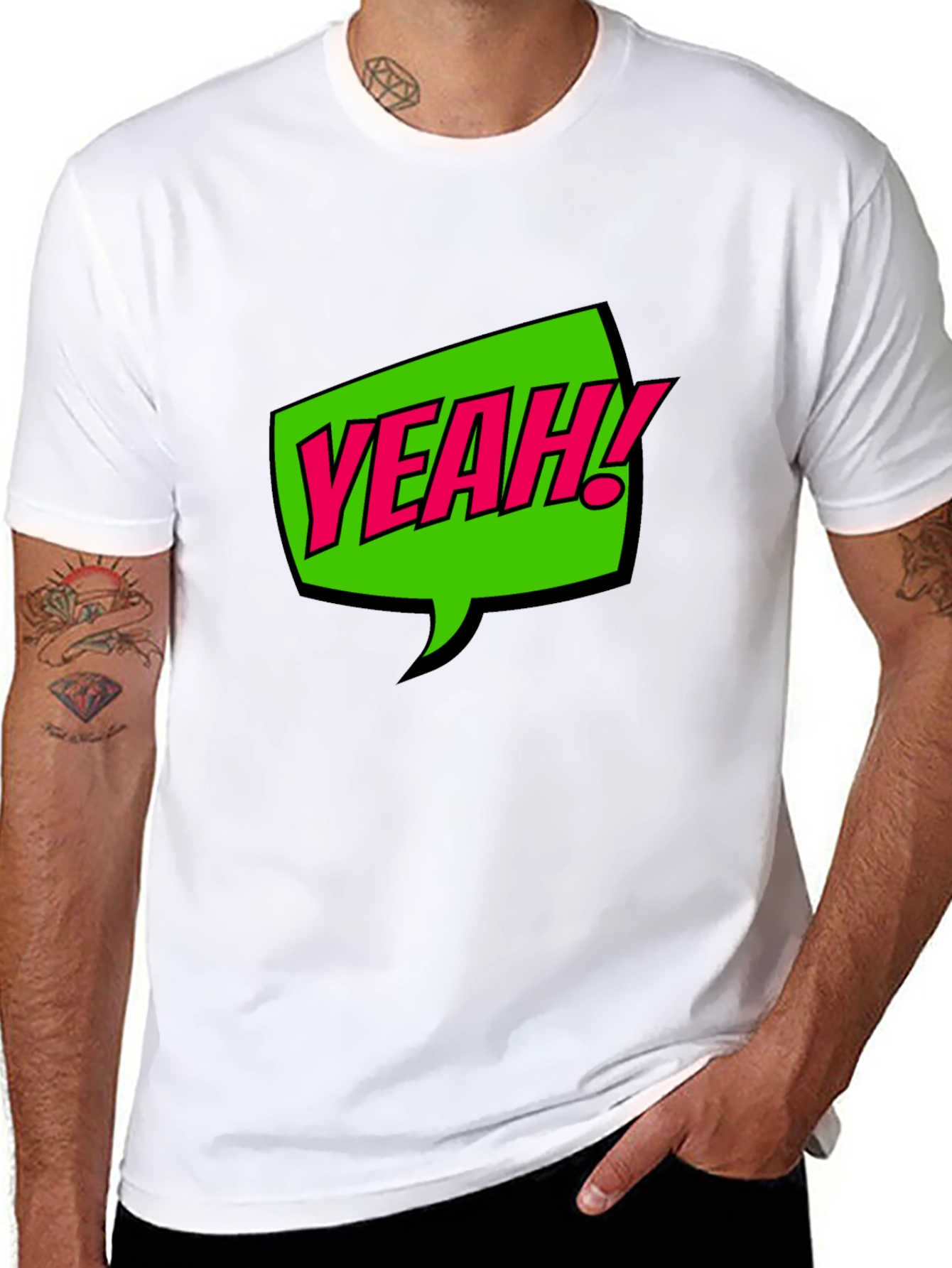 YEAH! Graphic Print Crew Neck T-Shirt - Black
