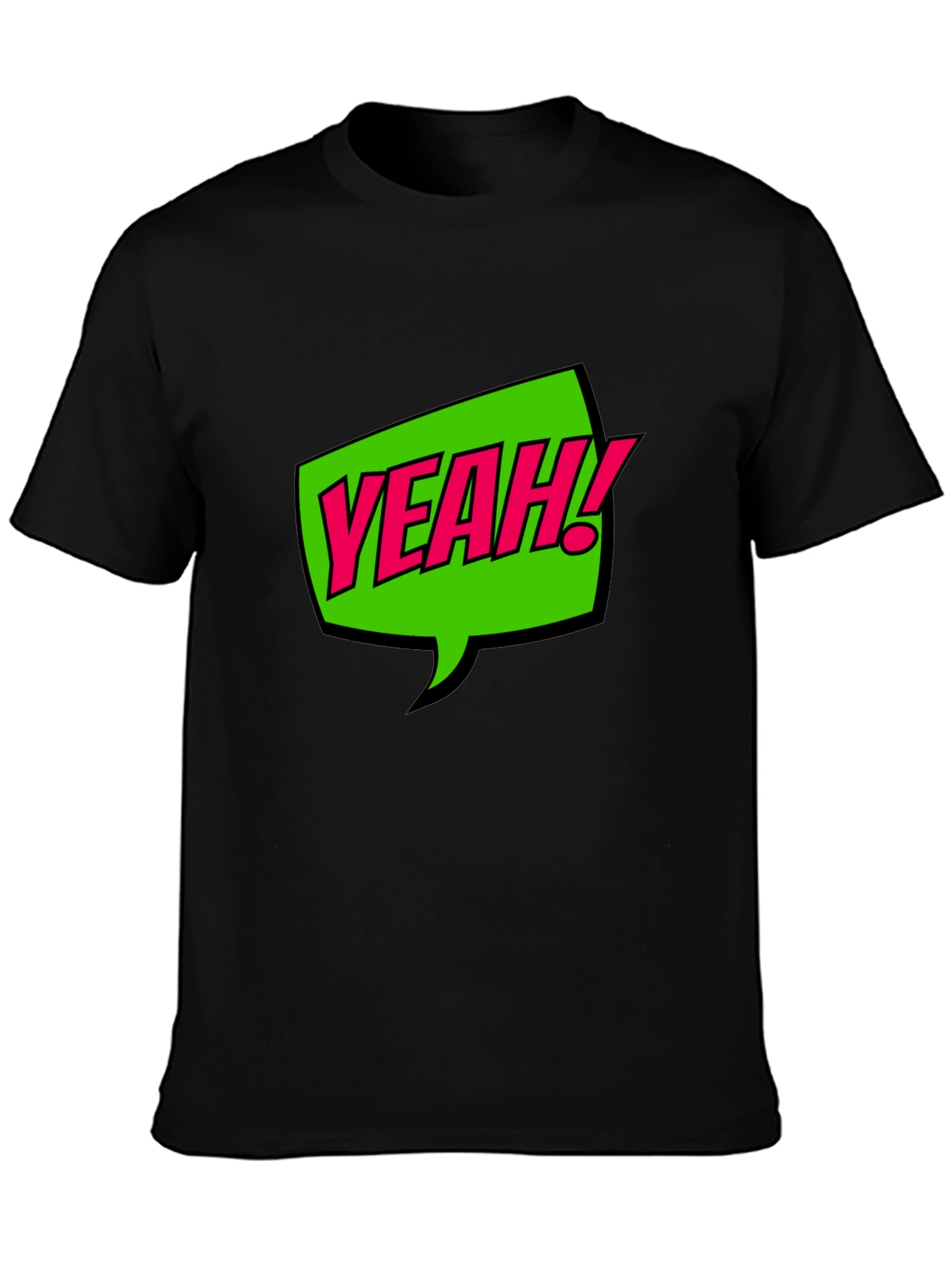 YEAH! Graphic Print Crew Neck T-Shirt - Black