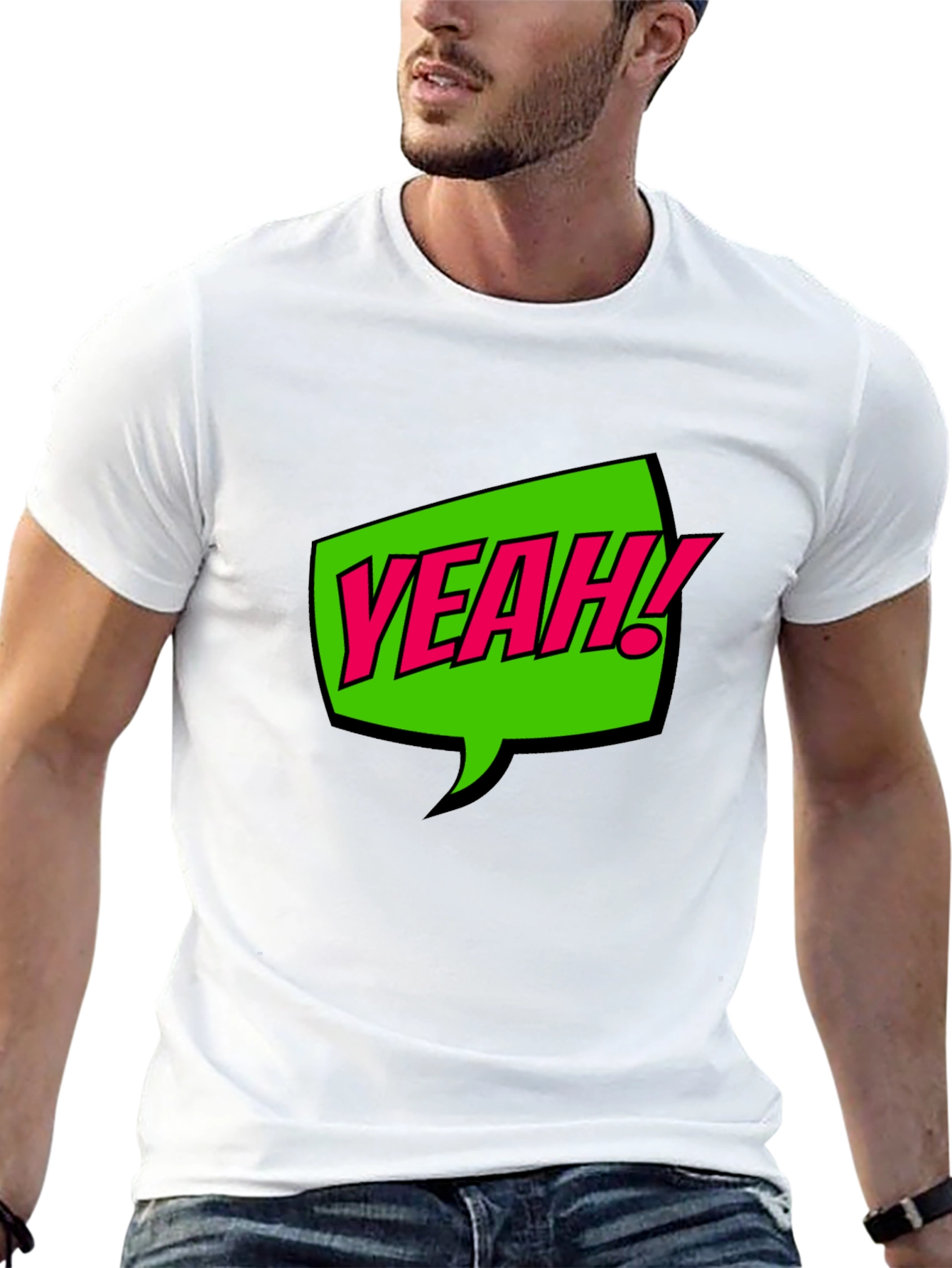 YEAH! Graphic Print Crew Neck T-Shirt - Black
