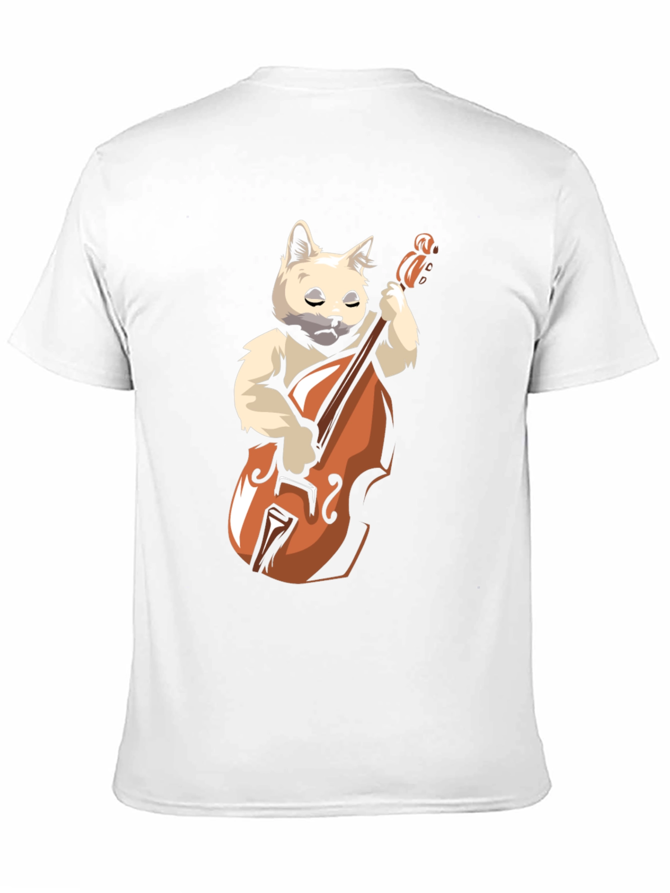 Cat Playing Cello Black T-Shirt