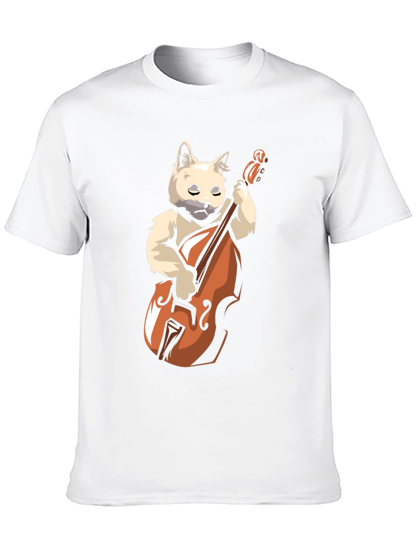 Cat Playing Cello Black T-Shirt
