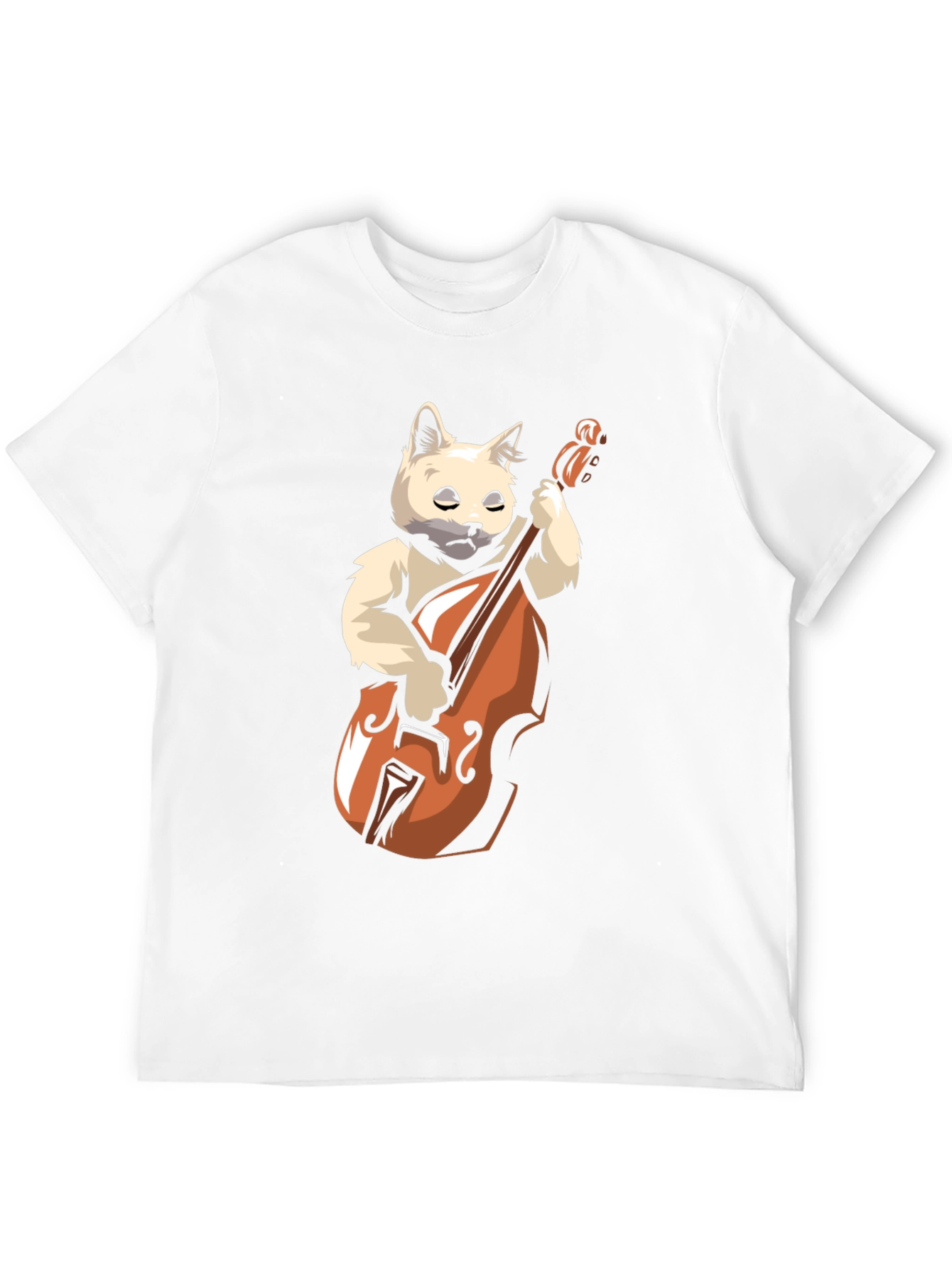 Cat Playing Cello Black T-Shirt