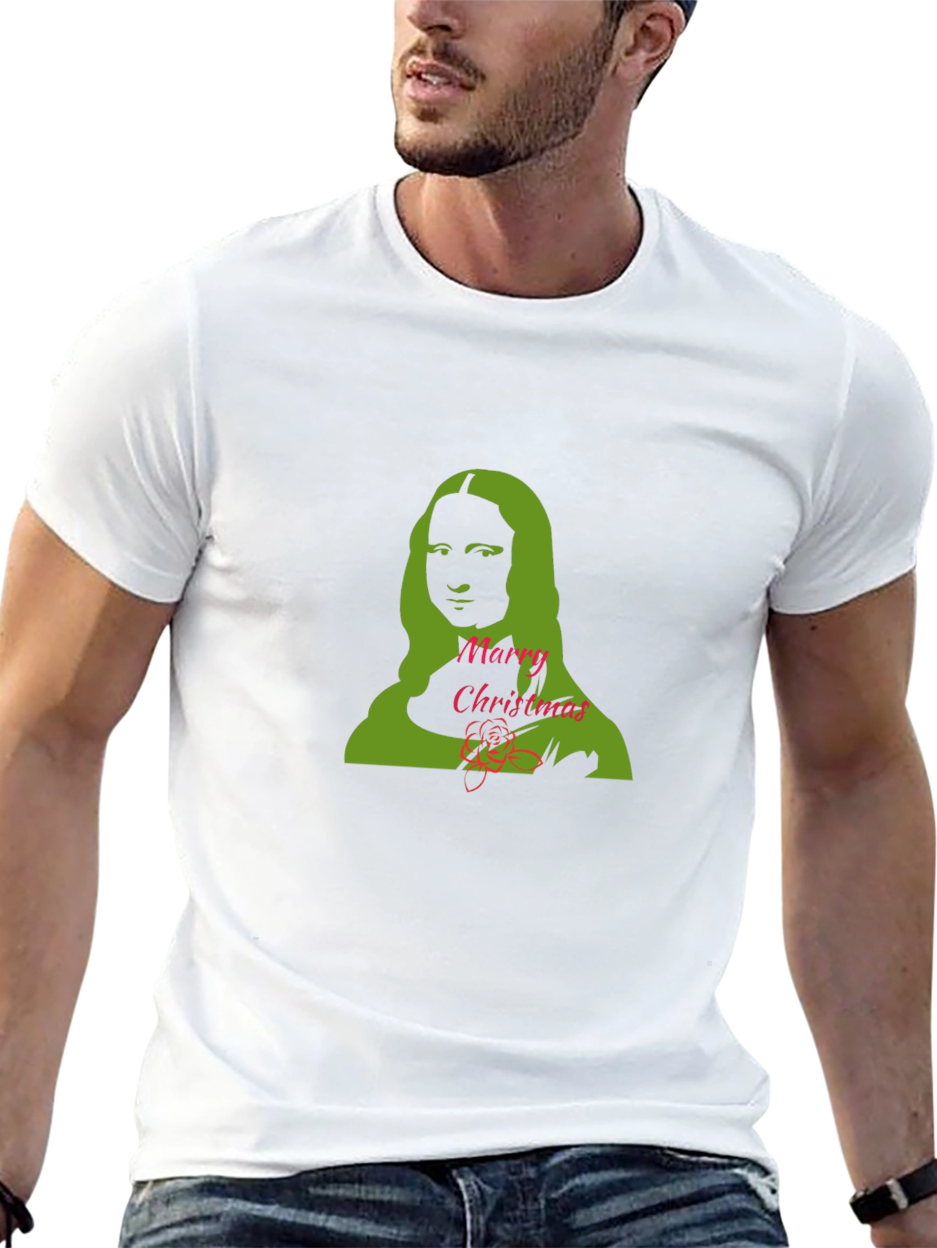 Mona Lisa Merry Christmas Graphic Tee
