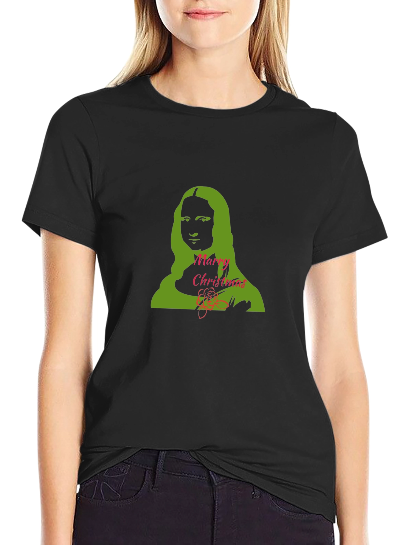 Mona Lisa Merry Christmas Graphic Tee