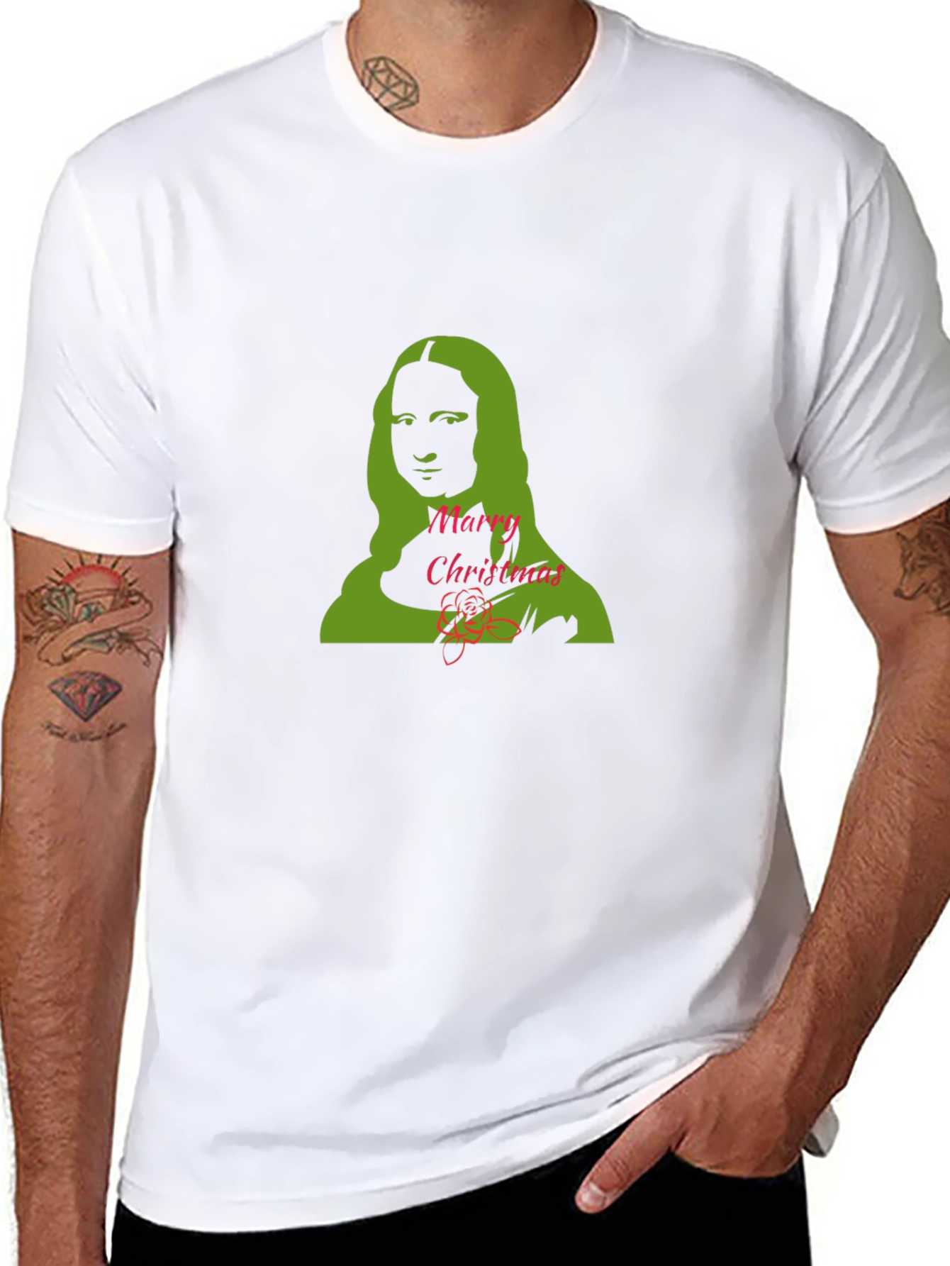Mona Lisa Merry Christmas Graphic Tee